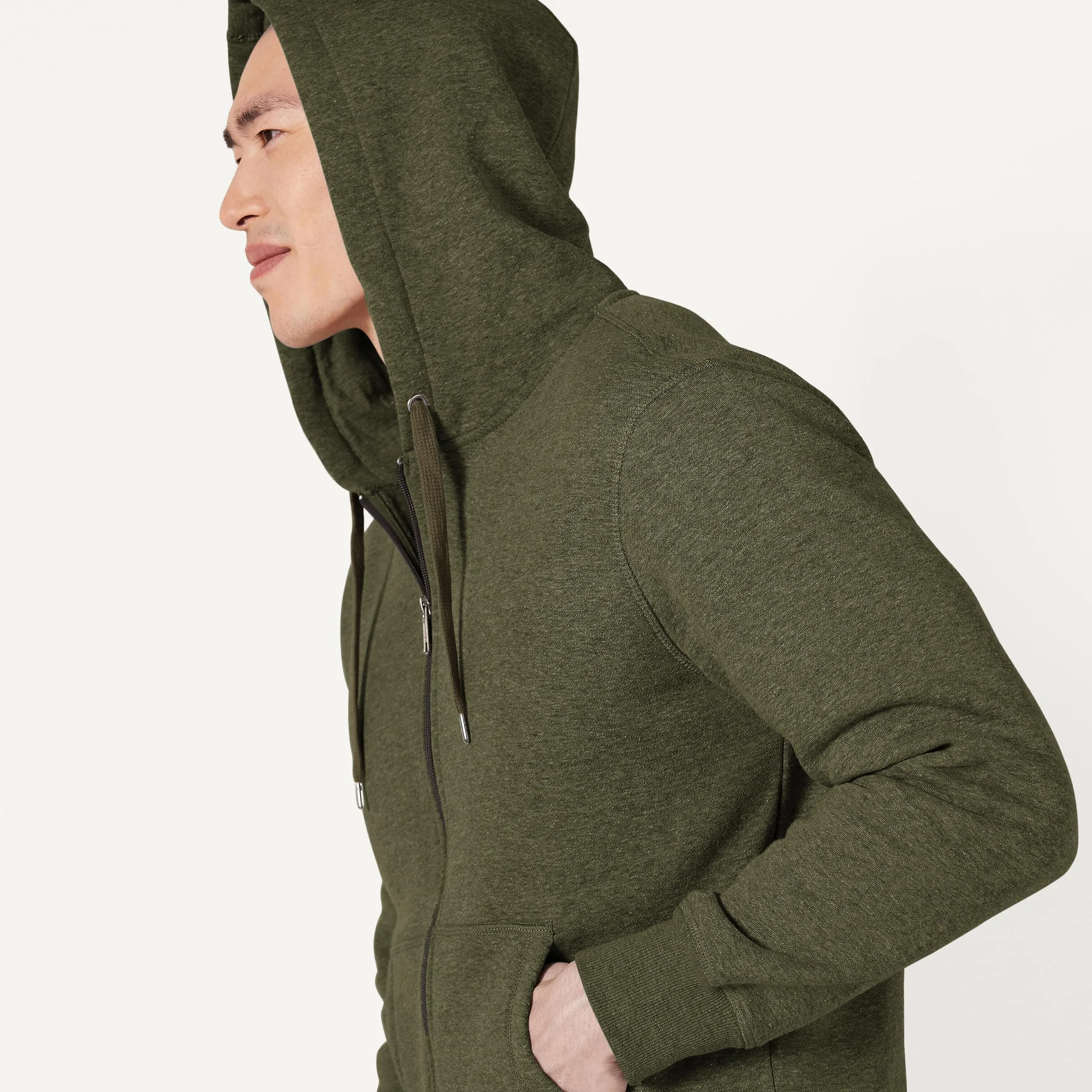 Amazon Essentials Felpa con Cappuccio in Pile con Zip Intera Uomo, Verde Oliva Puntinato, S - immagine 3