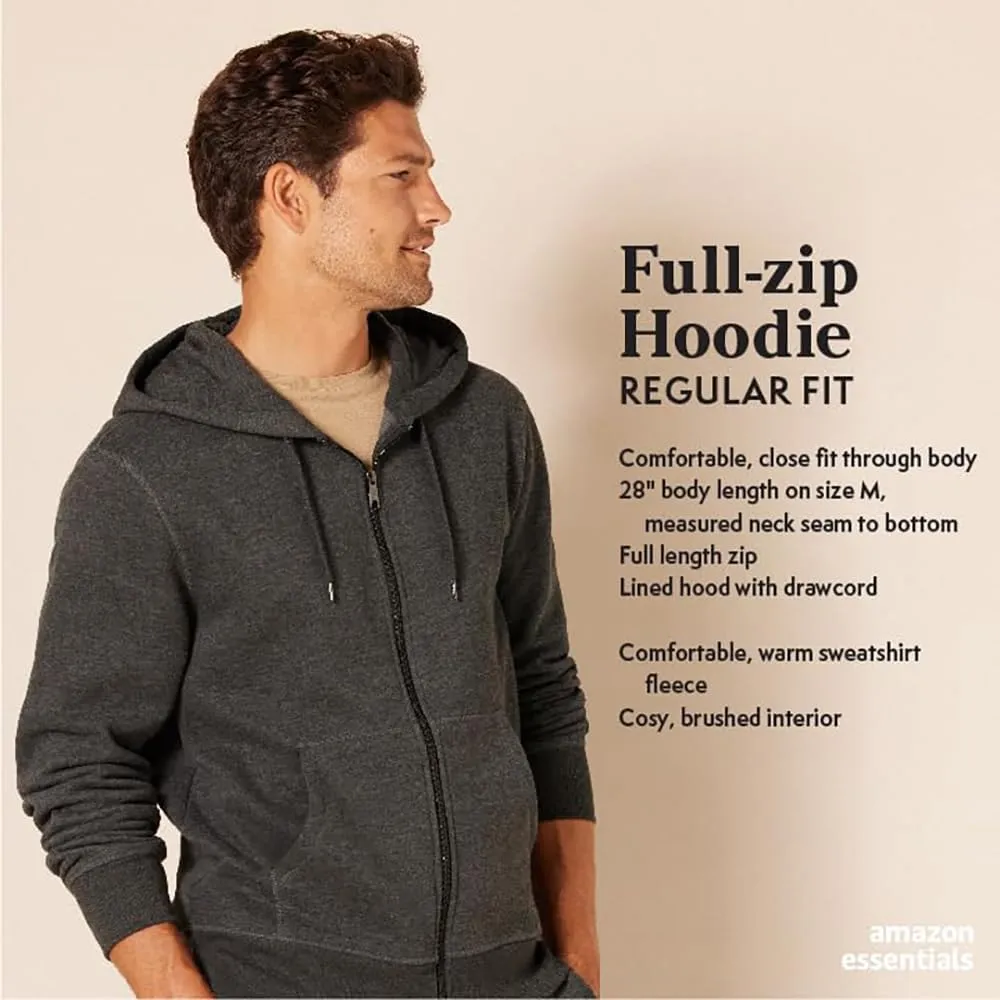 Amazon Essentials Felpa con Cappuccio in Pile con Zip Intera Uomo, Nero, L - immagine 2