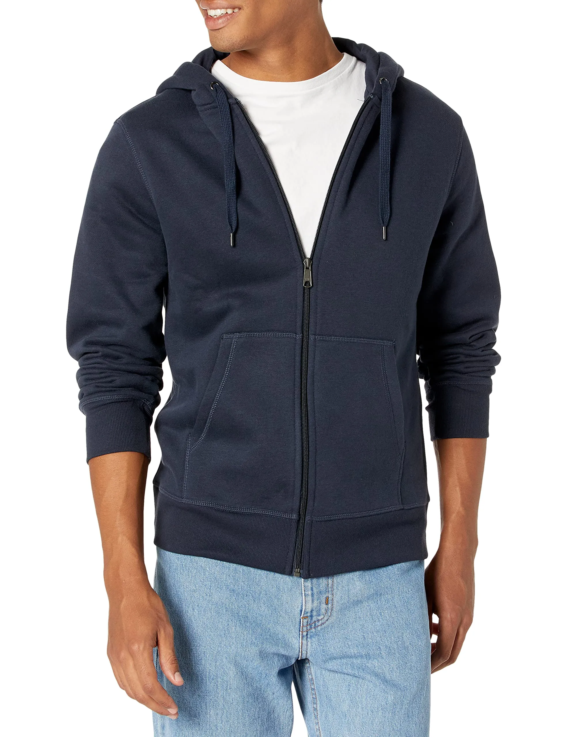 Amazon Essentials Felpa con Cappuccio in Pile con Zip Intera Uomo, Blu Marino, S - immagine 1