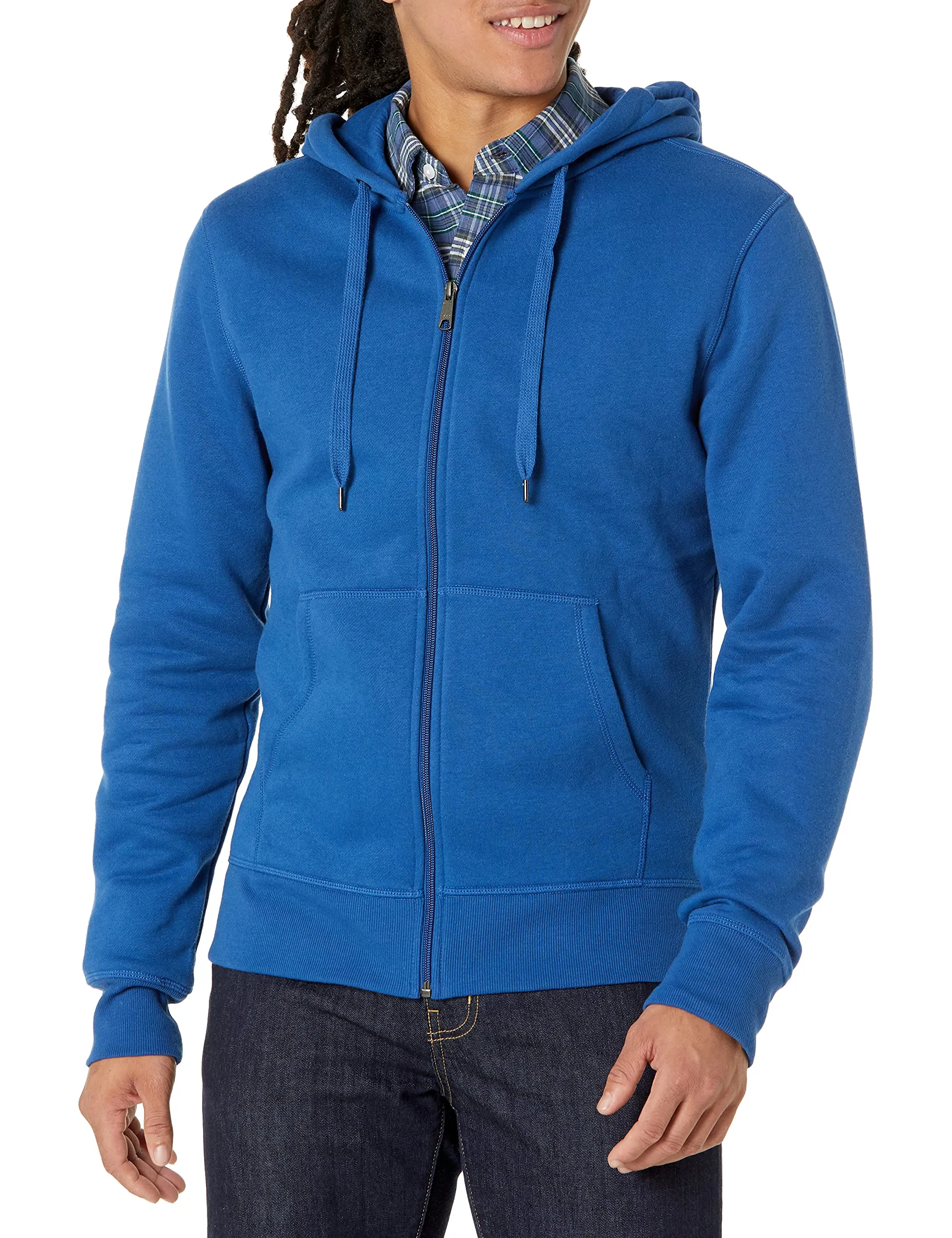 Amazon Essentials Felpa con Cappuccio in Pile con Zip Intera Uomo, Blu, L - immagine 1