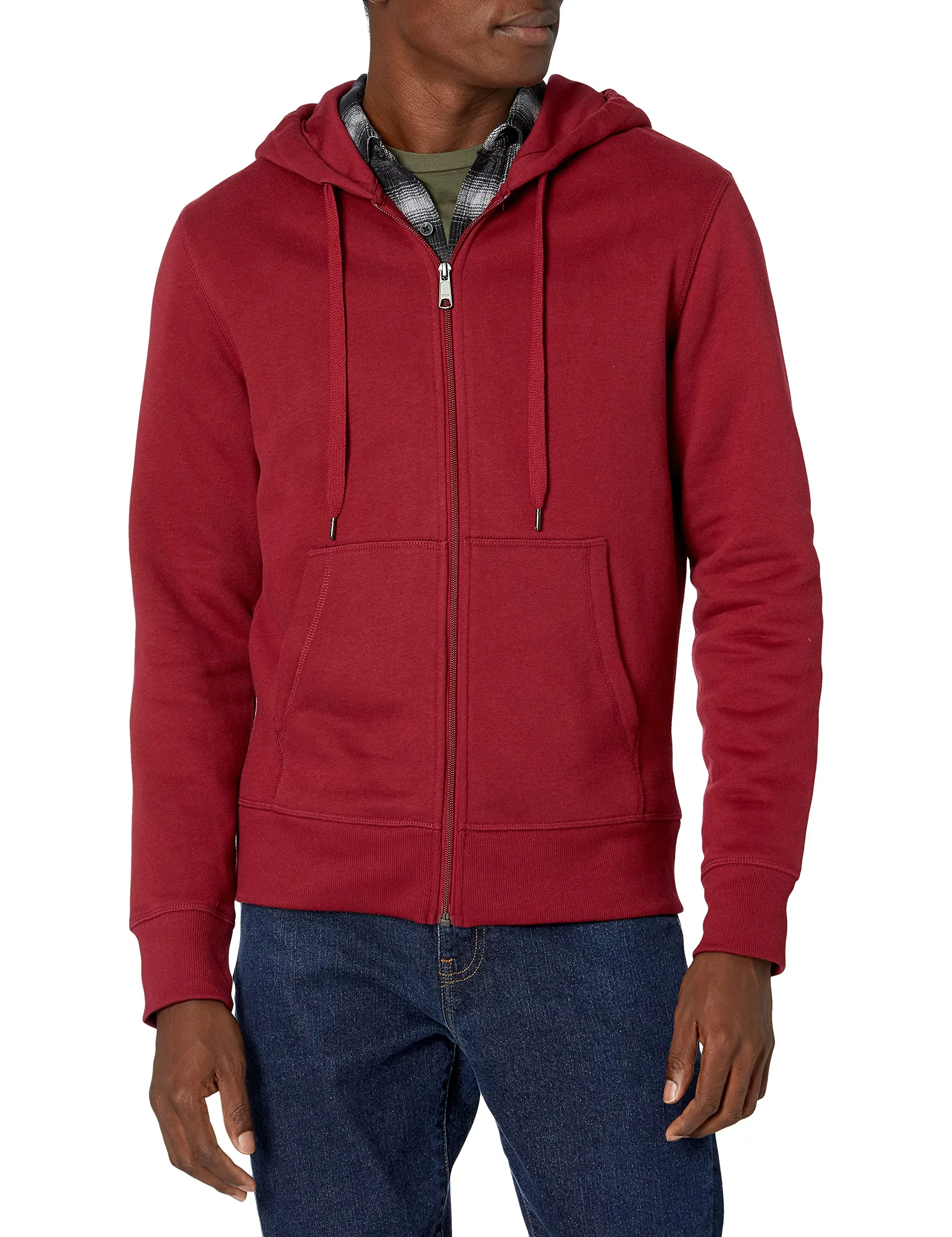 Amazon Essentials Felpa con Cappuccio in Pile con Zip Intera Uomo, Rosso Scuro, XL - immagine 1