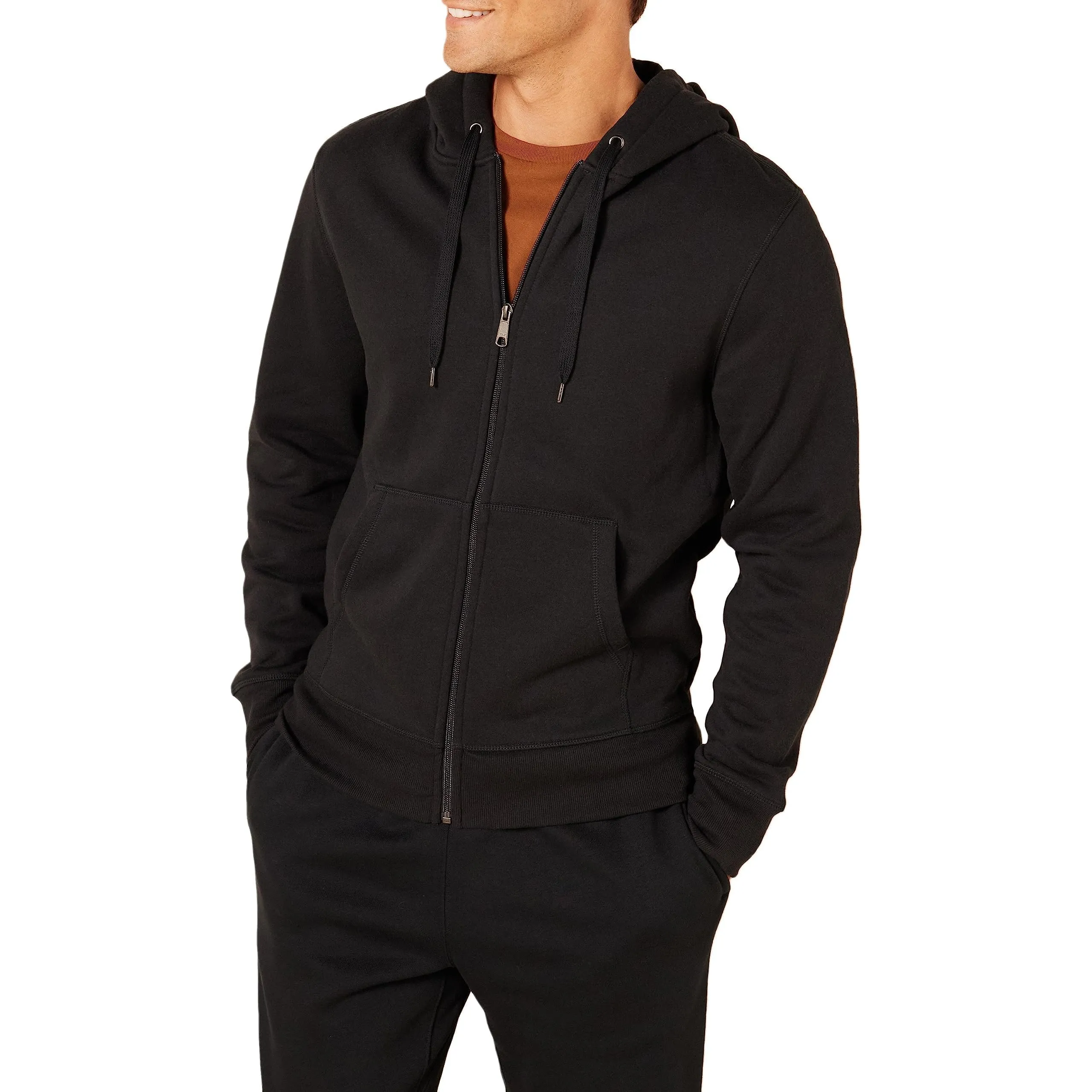 Amazon Essentials Felpa con Cappuccio in Pile con Zip Intera Uomo, Nero, M - immagine 1