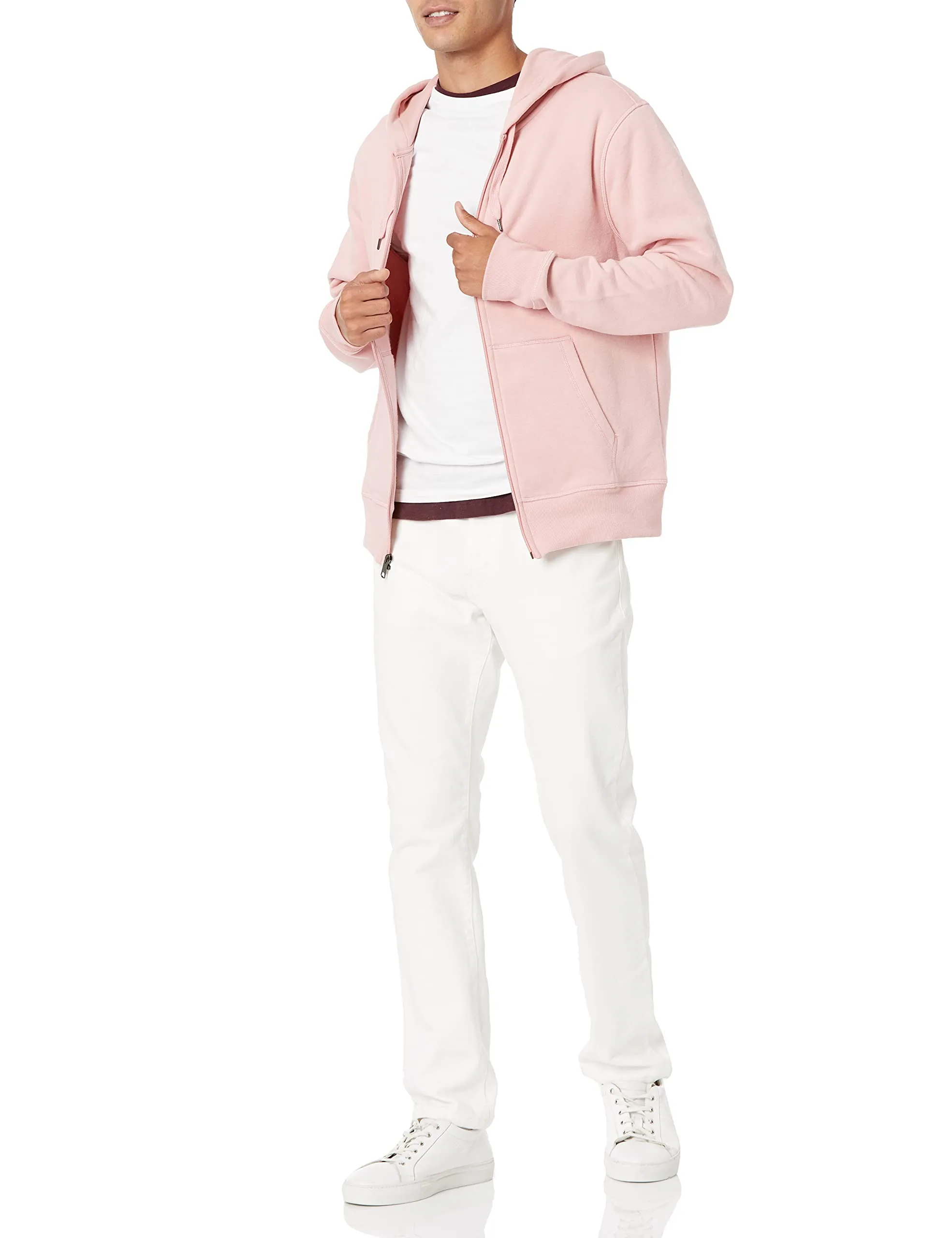 Amazon Essentials Felpa con Cappuccio in Pile con Zip Intera Uomo, Rosa, S - immagine 5