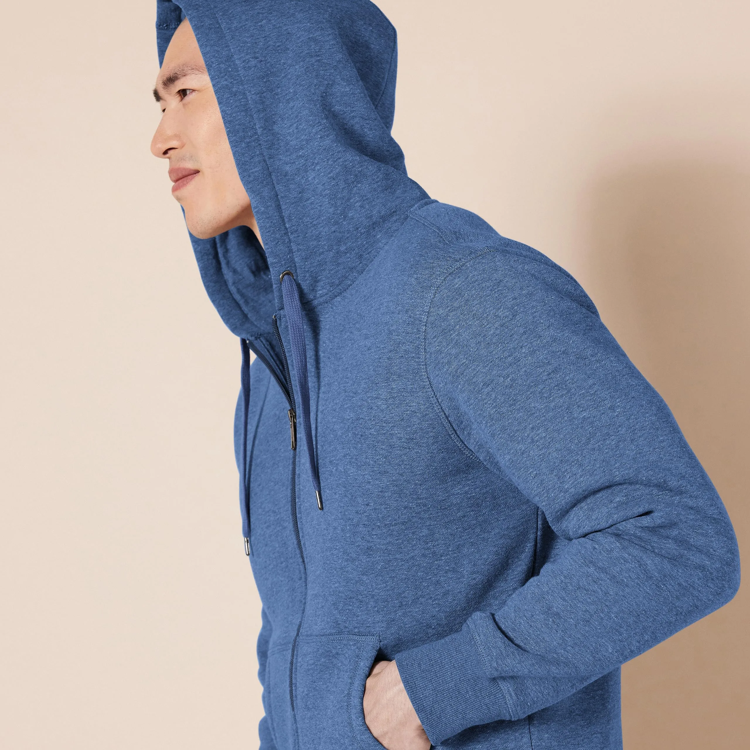 Amazon Essentials Felpa con Cappuccio in Pile con Zip Intera Uomo, Blu Puntinato, M - immagine 4