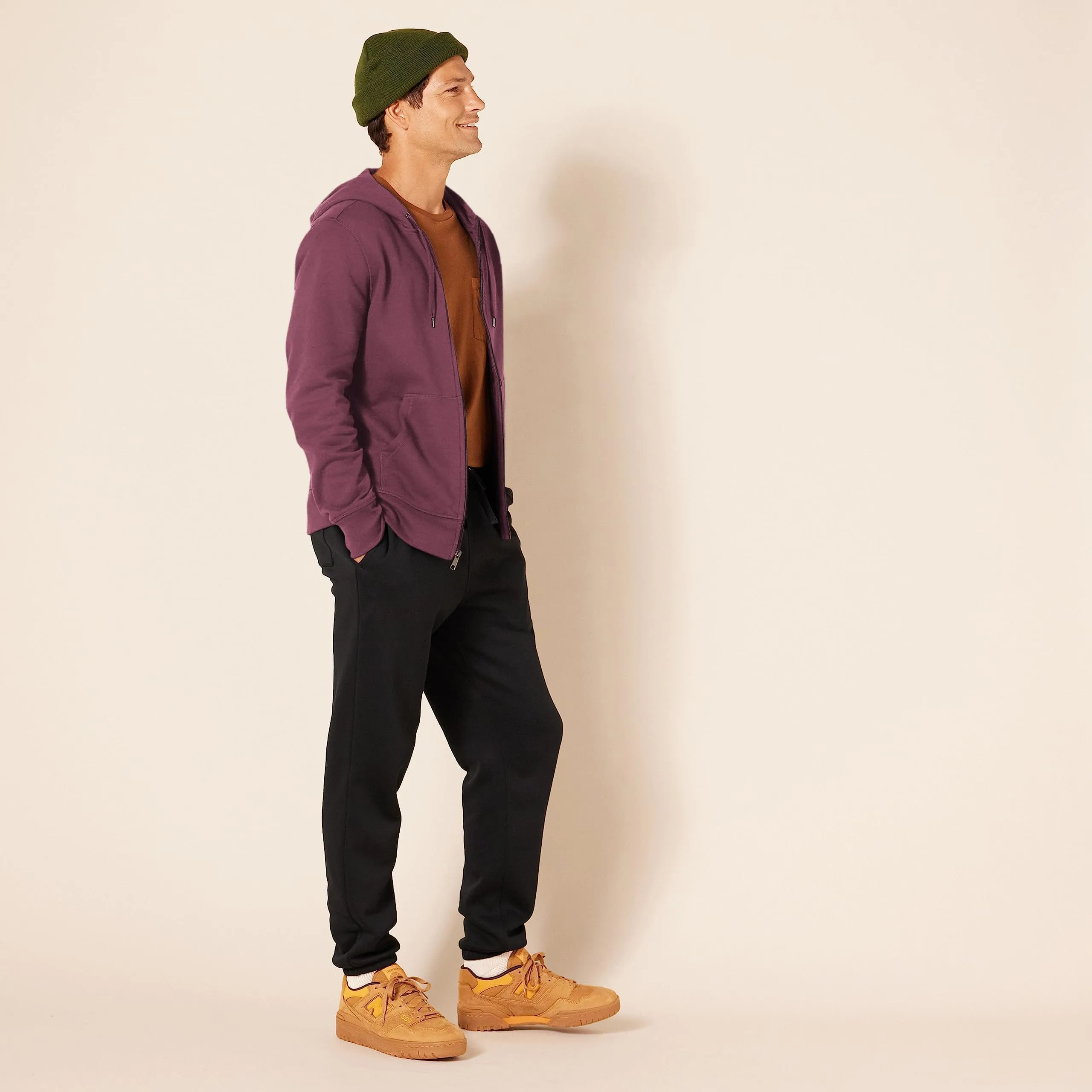 Amazon Essentials Felpa con Cappuccio in Pile con Zip Intera Uomo, Bordeaux, L - immagine 7