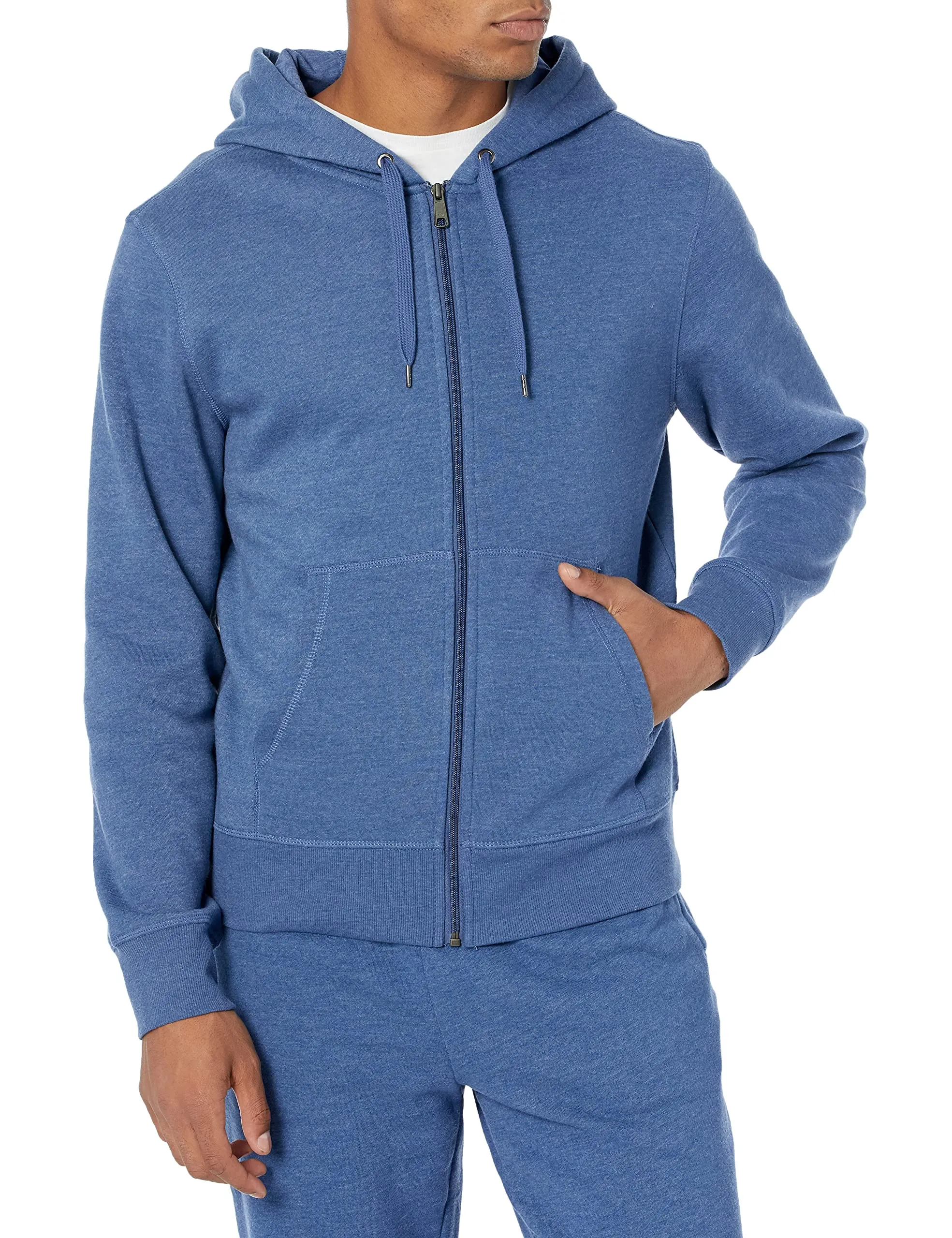 Amazon Essentials Felpa con Cappuccio in Pile con Zip Intera Uomo, Blu Puntinato, XXL - immagine 1