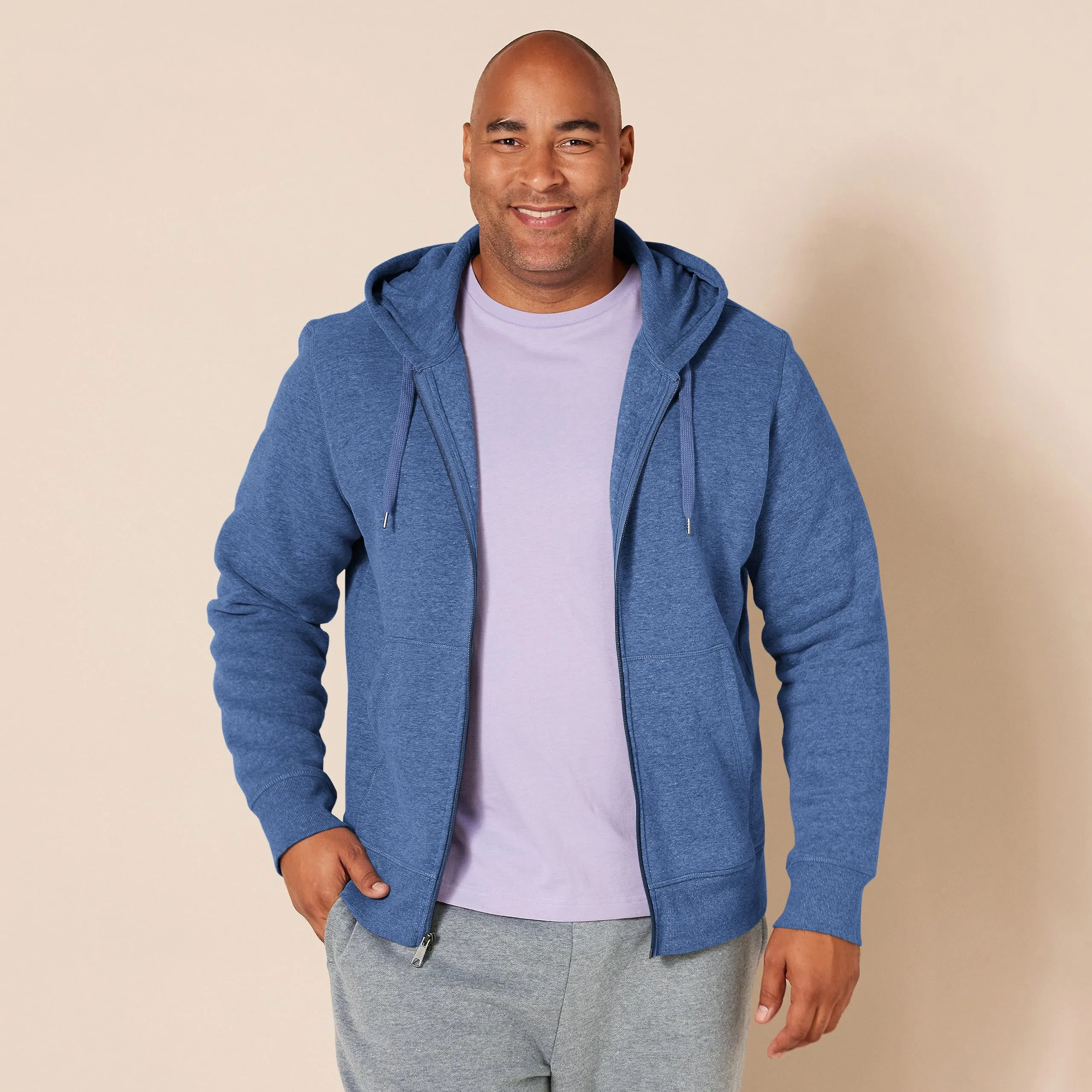 Amazon Essentials Felpa con Cappuccio in Pile con Zip Intera Uomo, Blu Puntinato, XXL - immagine 6