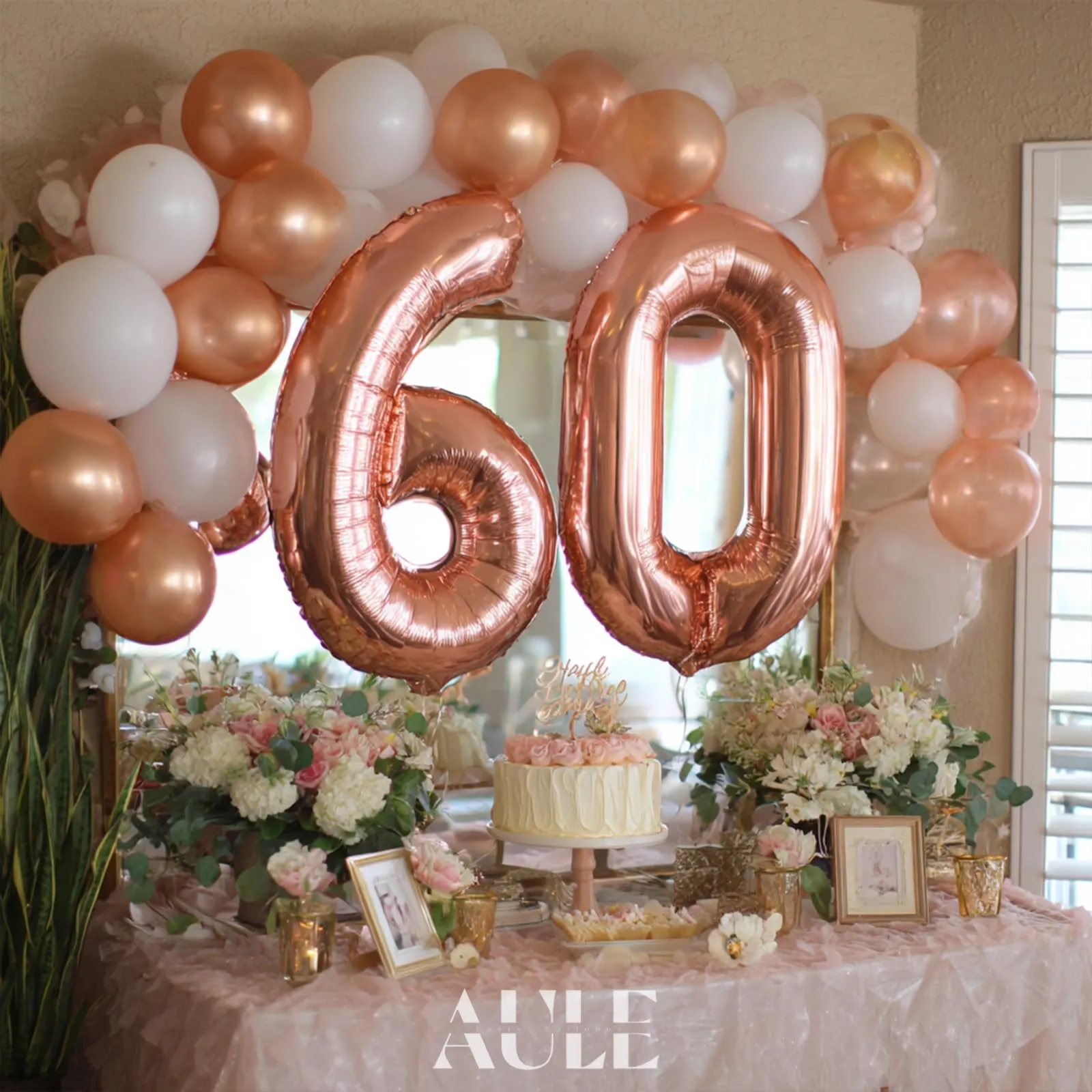 AULE Palloncino Numero 60 Rosa Gold, 101 cm, Mylar Foil - immagine 2