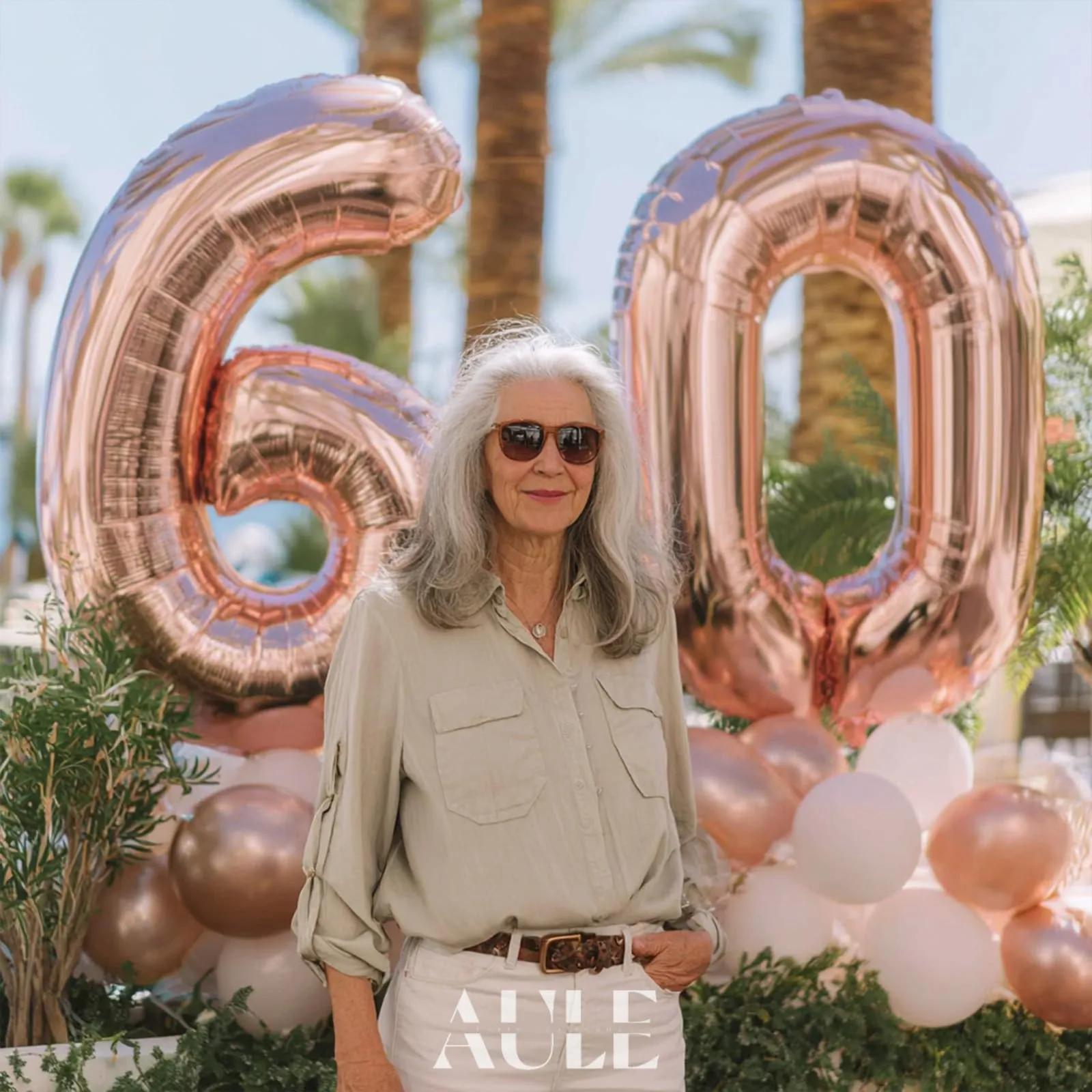 AULE Palloncino Numero 60 Rosa Gold, 101 cm, Mylar Foil - immagine 3