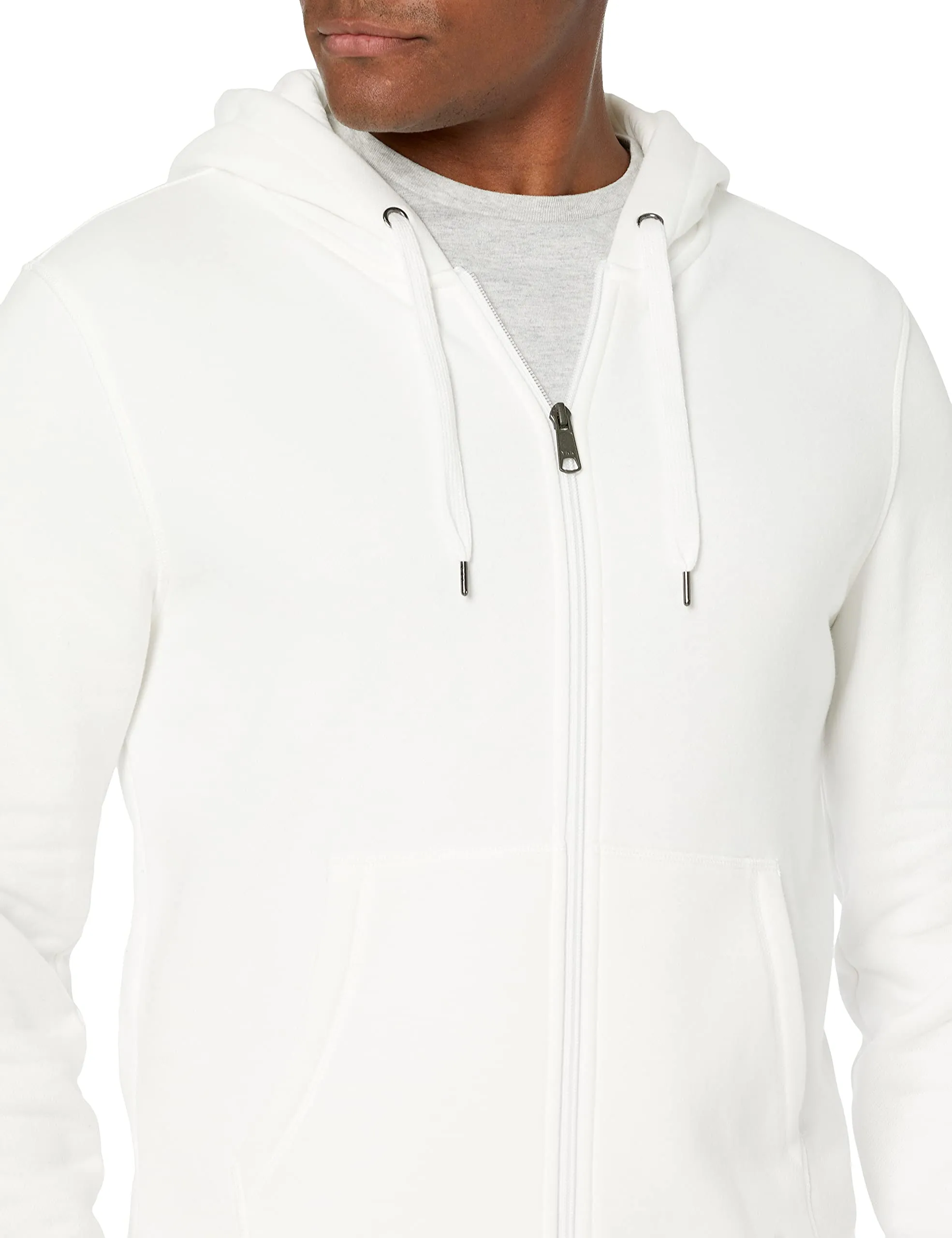 Amazon Essentials Felpa con Cappuccio in Pile con Zip Intera Uomo, Bianco Brillante, XS - immagine 4