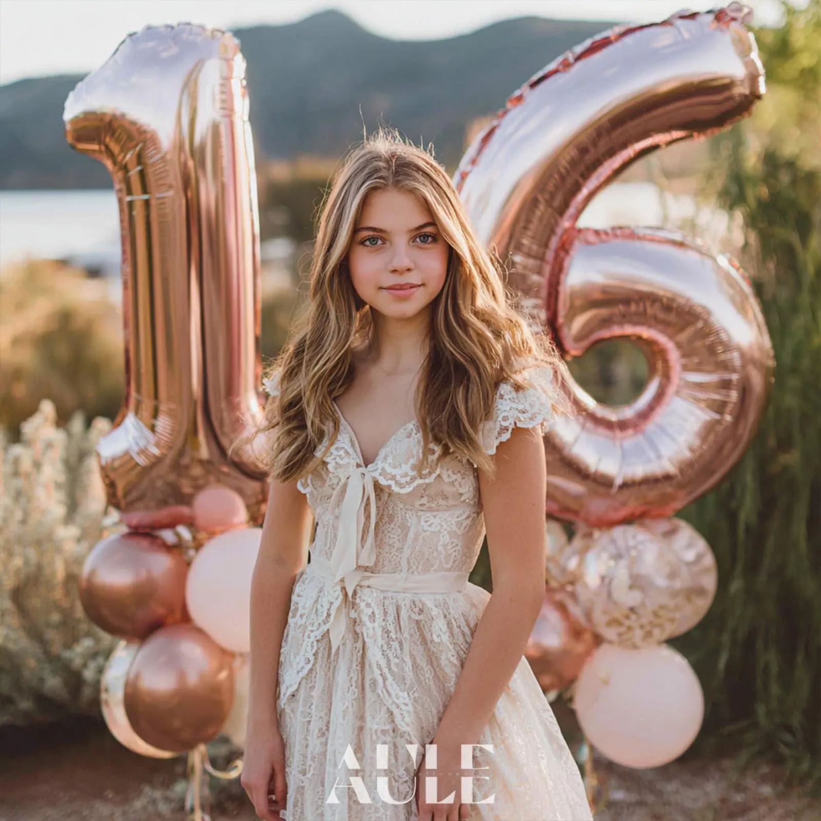 AULE Palloncino Numero 16 Rosa Gold, 101 cm, Mylar Foil - immagine 2