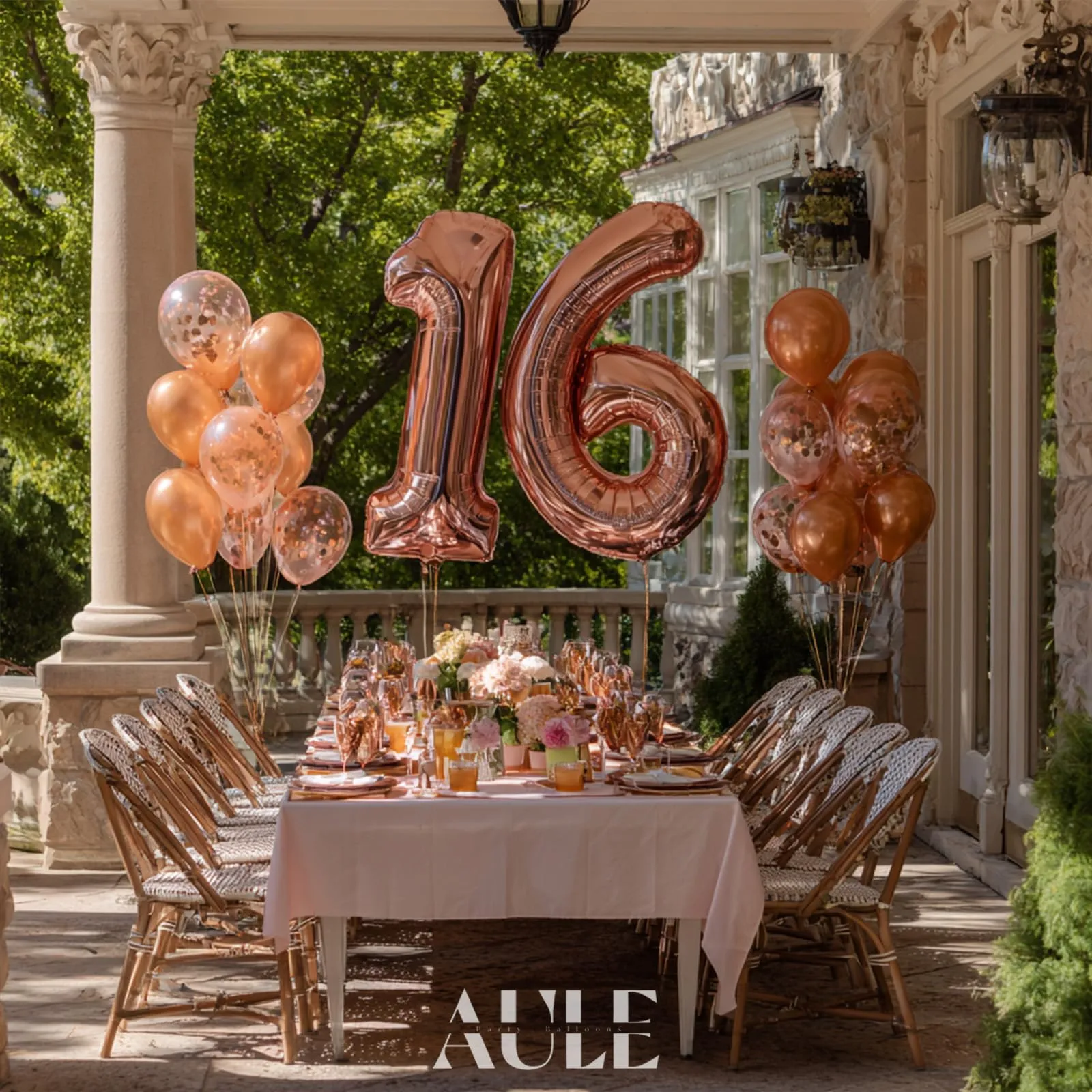 AULE Palloncino Numero 16 Rosa Gold, 101 cm, Mylar Foil - immagine 3