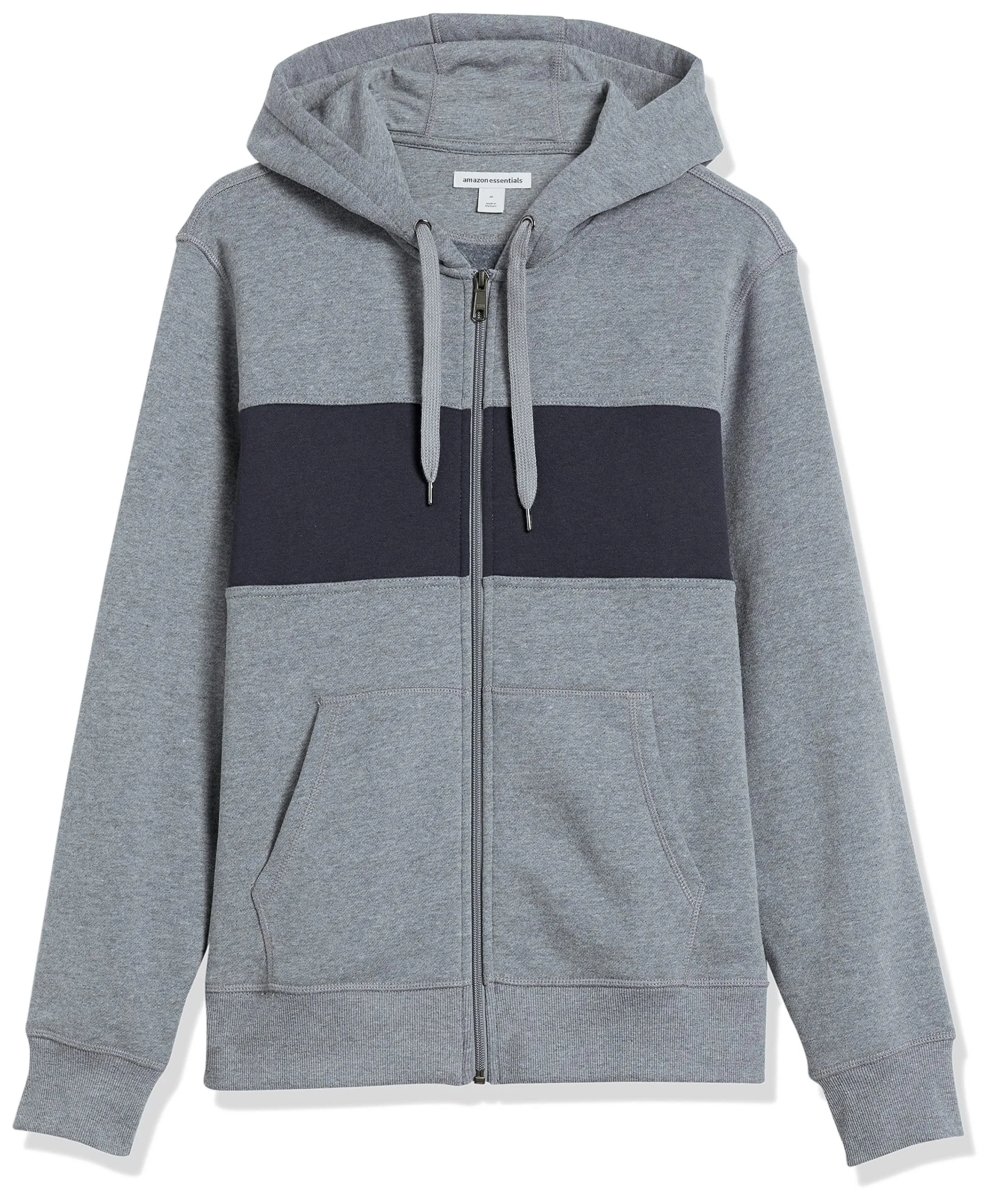 Amazon Essentials Felpa con Cappuccio in Pile con Zip Intera Uomo, Nero Grigio Mélange, M - immagine 7