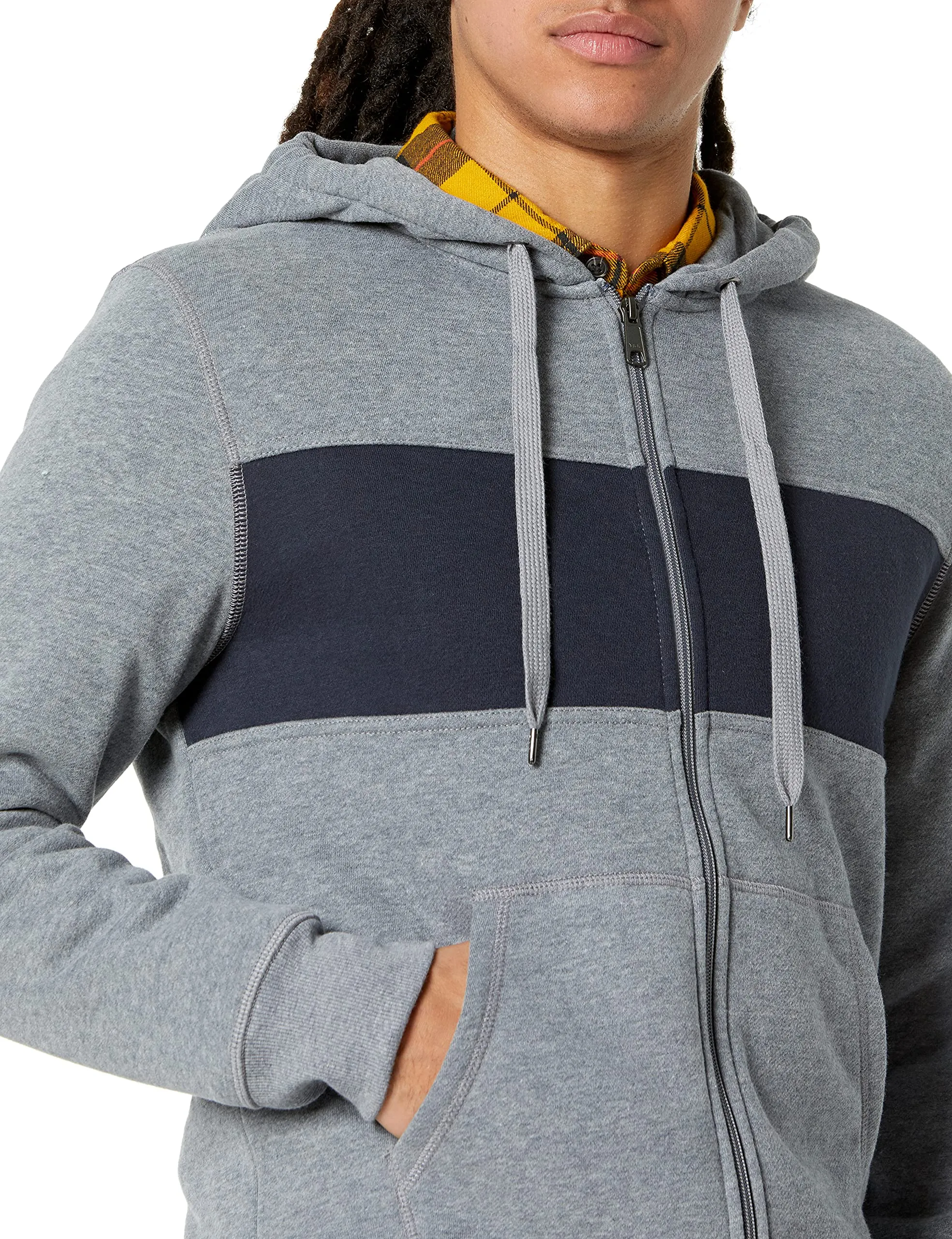 Amazon Essentials Felpa con Cappuccio in Pile con Zip Intera Uomo, Nero Grigio Mélange, L - immagine 4