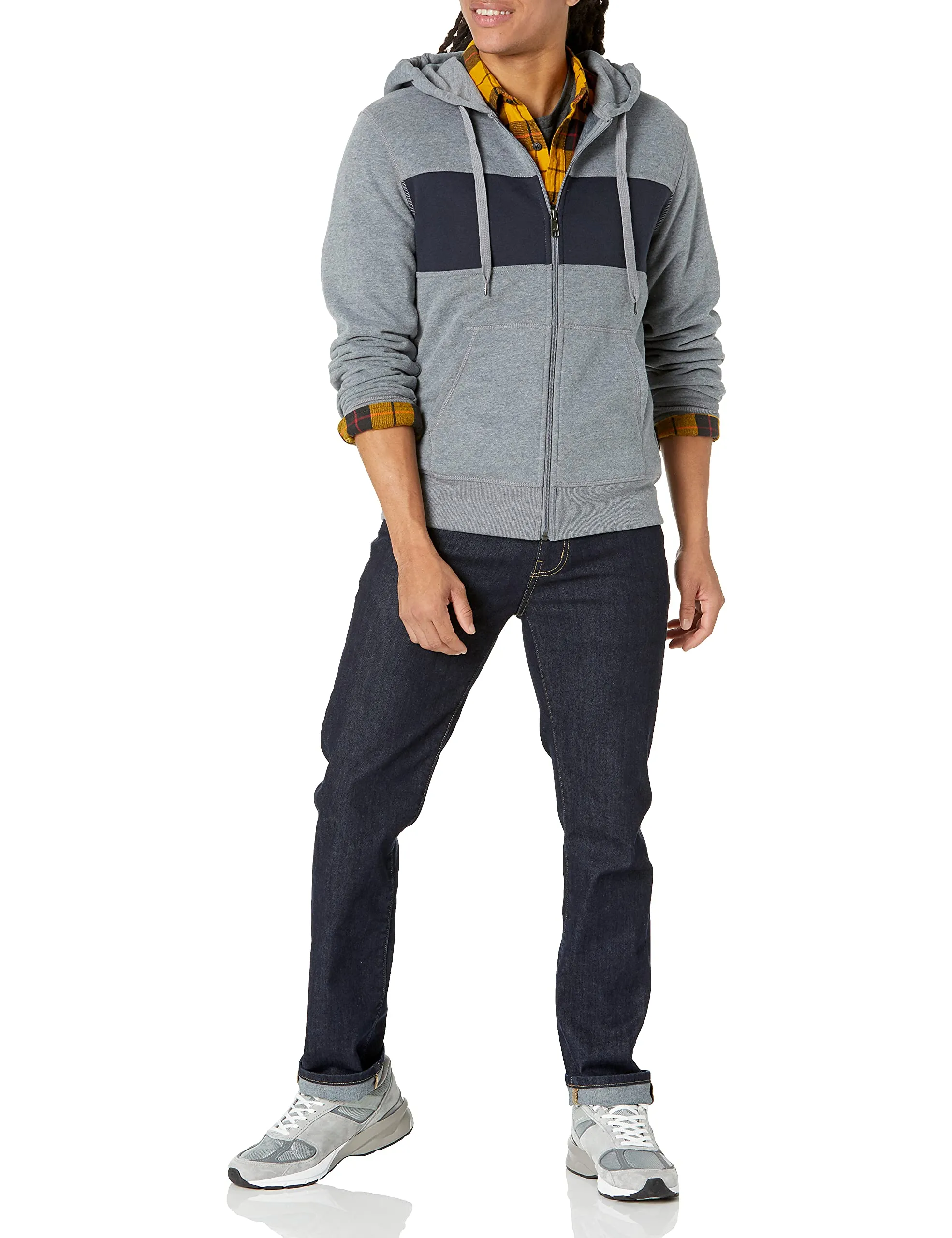 Amazon Essentials Felpa con Cappuccio in Pile con Zip Intera Uomo, Nero Grigio Mélange, S - immagine 5