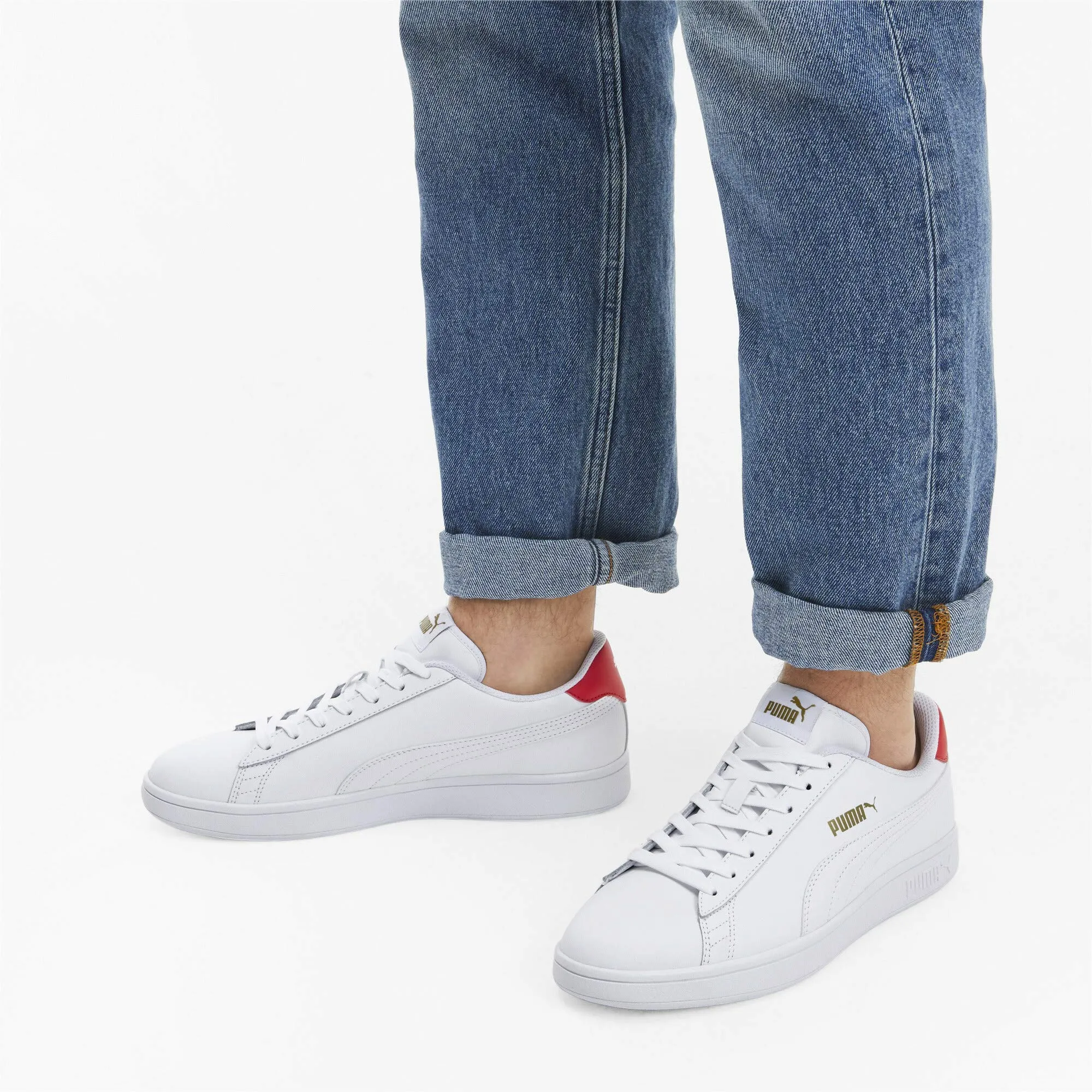 PUMA Smash V2 L Sneakers - Puma White High Risk Red Puma Team Gold, 44 EU - immagine 2