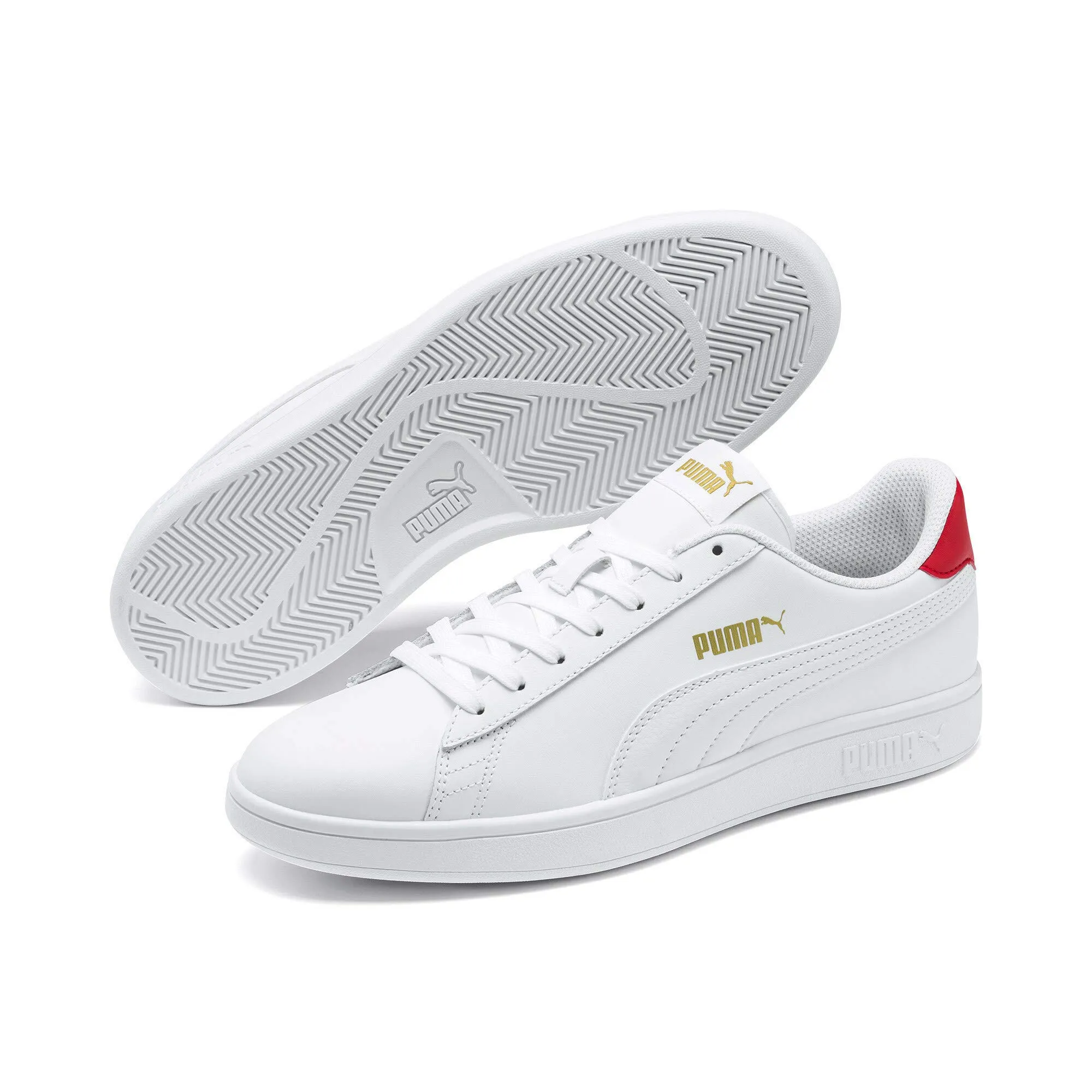 PUMA Smash V2 L Sneakers - Puma White High Risk Red Puma Team Gold, 44 EU - immagine 3