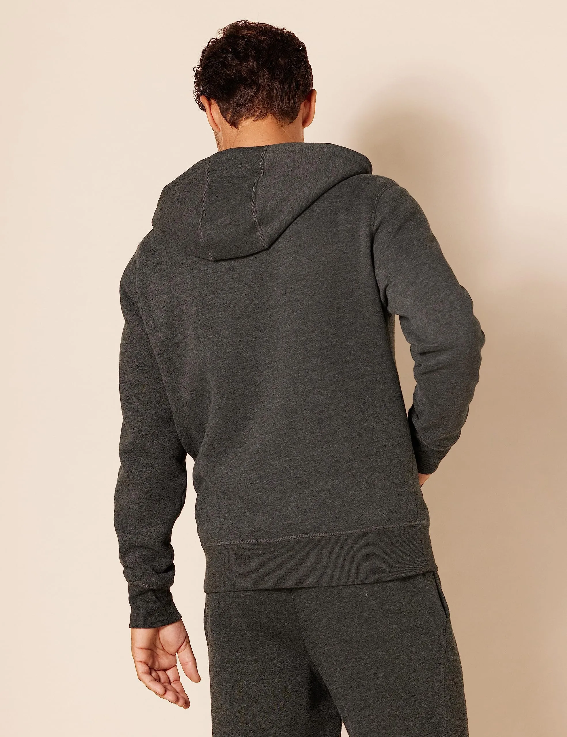 Amazon Essentials Felpa con Cappuccio in Pile con Zip Intera Uomo, Carbone Puntinato, XS - immagine 2