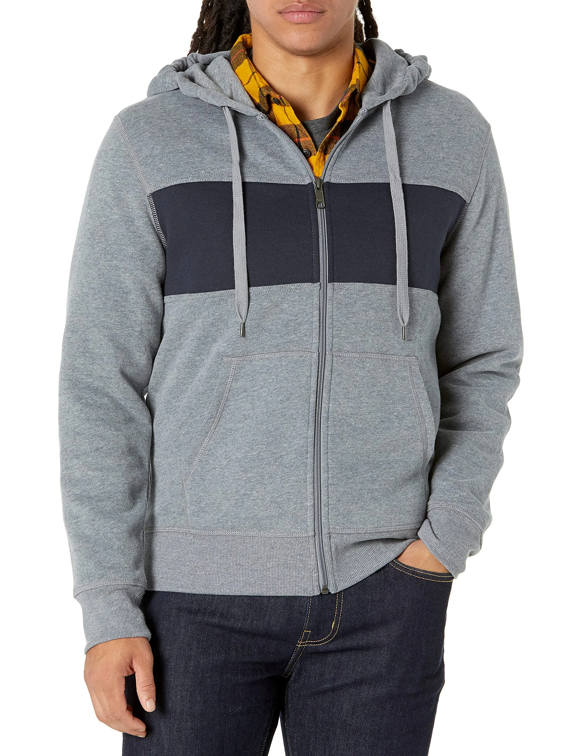 Amazon Essentials Felpa con Cappuccio in Pile con Zip Intera Uomo, Nero Grigio Mélange, XXL - immagine 1