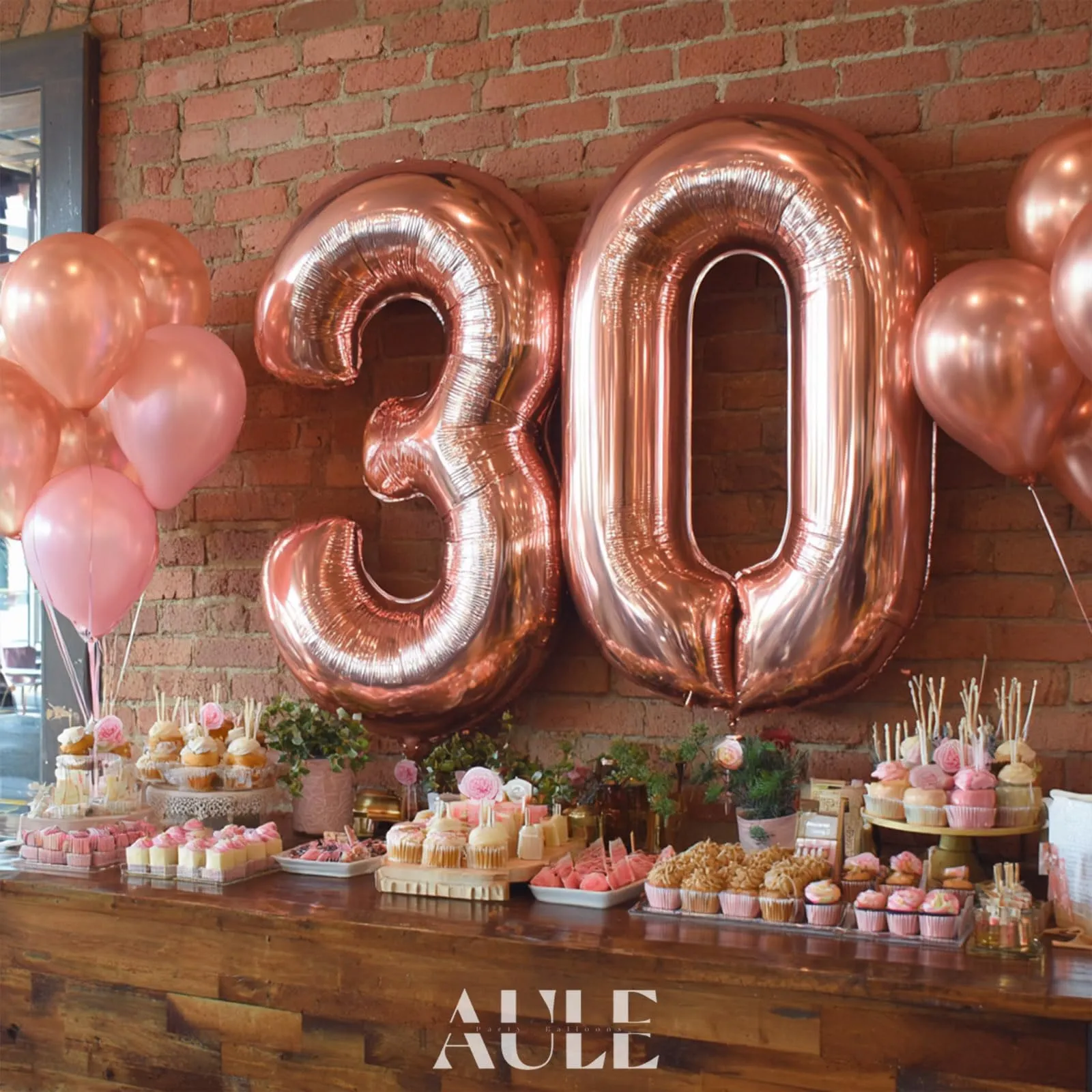 AULE Palloncino Numero 30 Rosa Gold, 101 cm, Mylar Foil - immagine 3