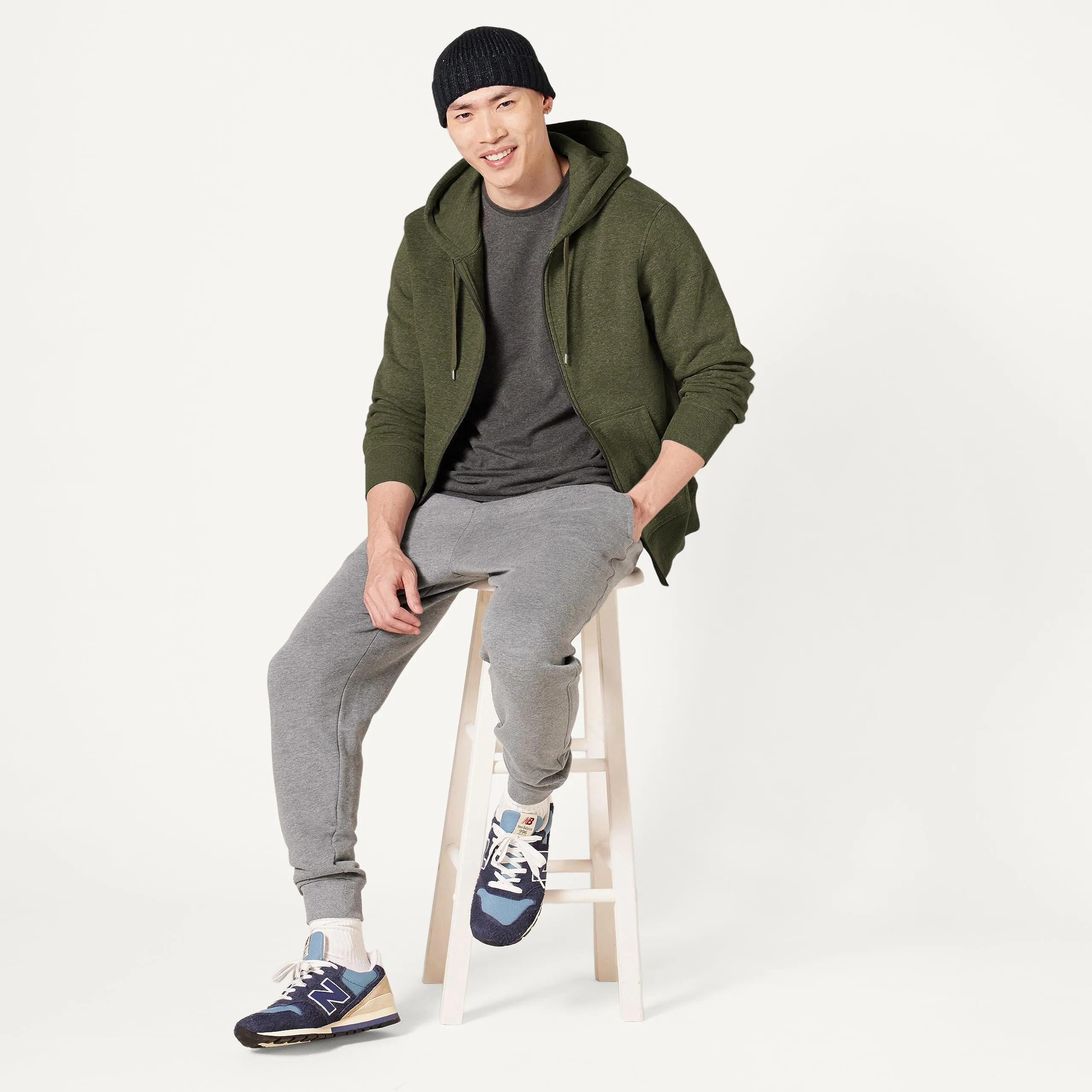 Amazon Essentials Felpa con Cappuccio in Pile con Zip Intera Uomo, Verde Oliva Puntinato, XS - immagine 4