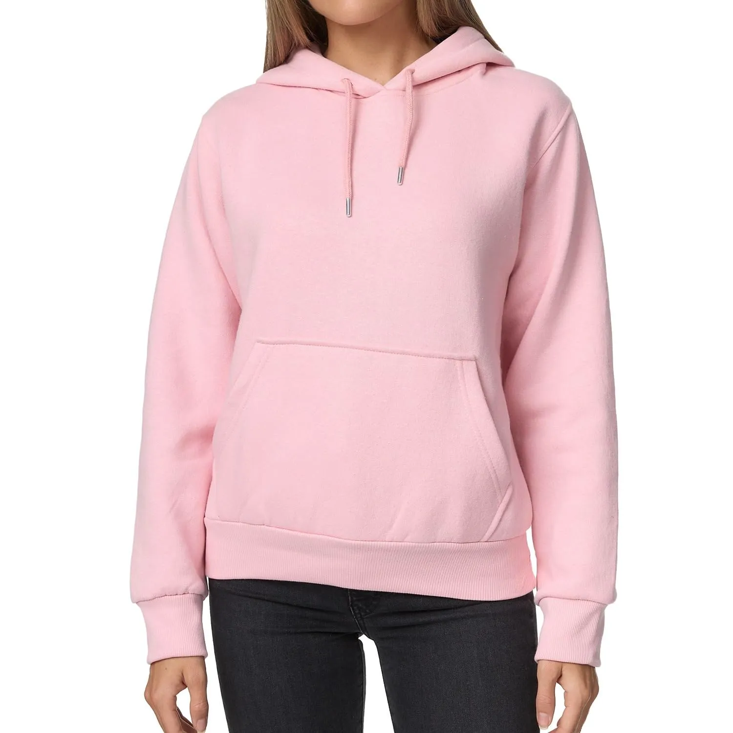 Smith & Solo Hoodie Donna Felpa con Cappuccio in Cotone, Rosa, Taglia L - immagine 1