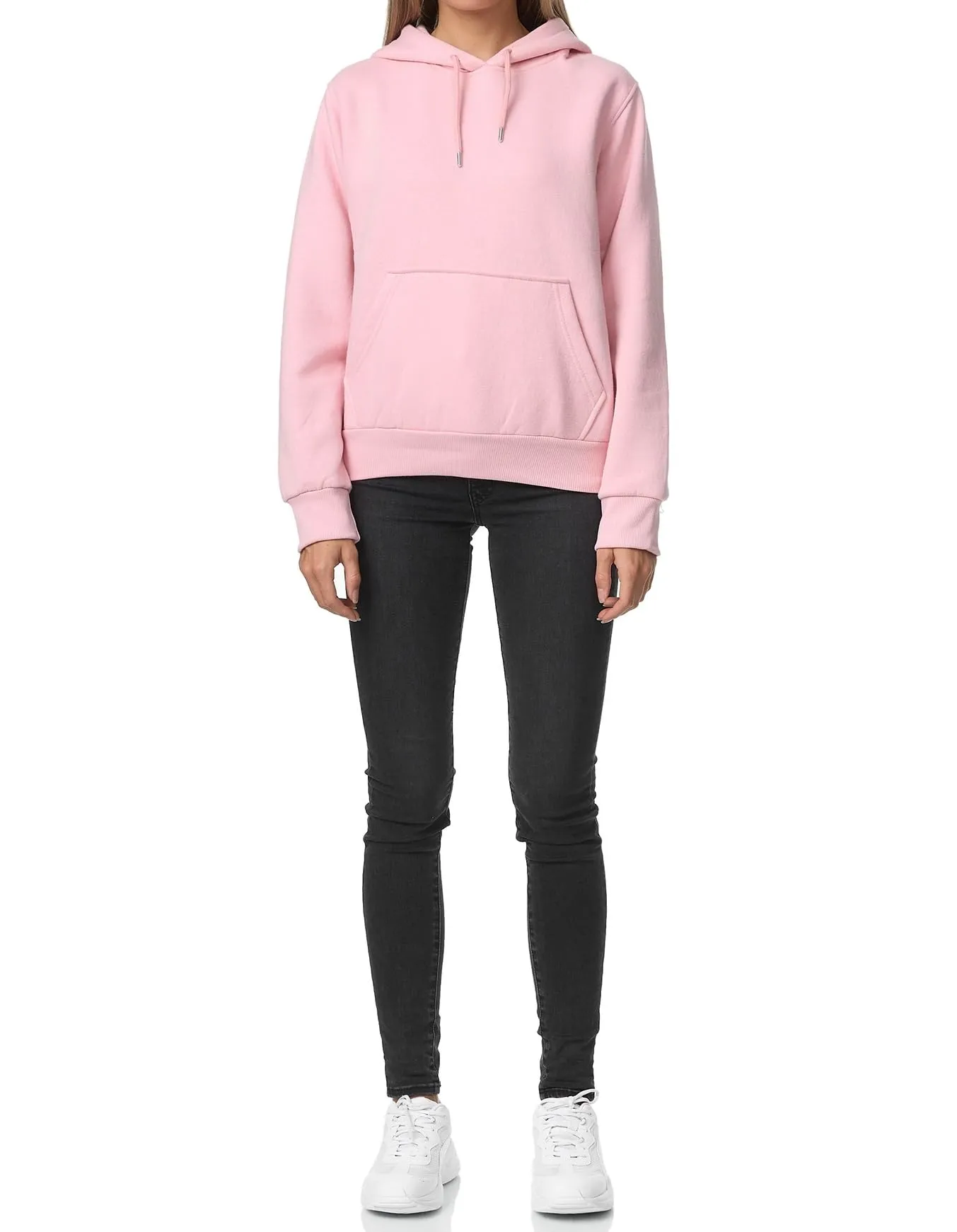 Smith & Solo Hoodie Donna Felpa con Cappuccio in Cotone, Rosa, Taglia L - immagine 5