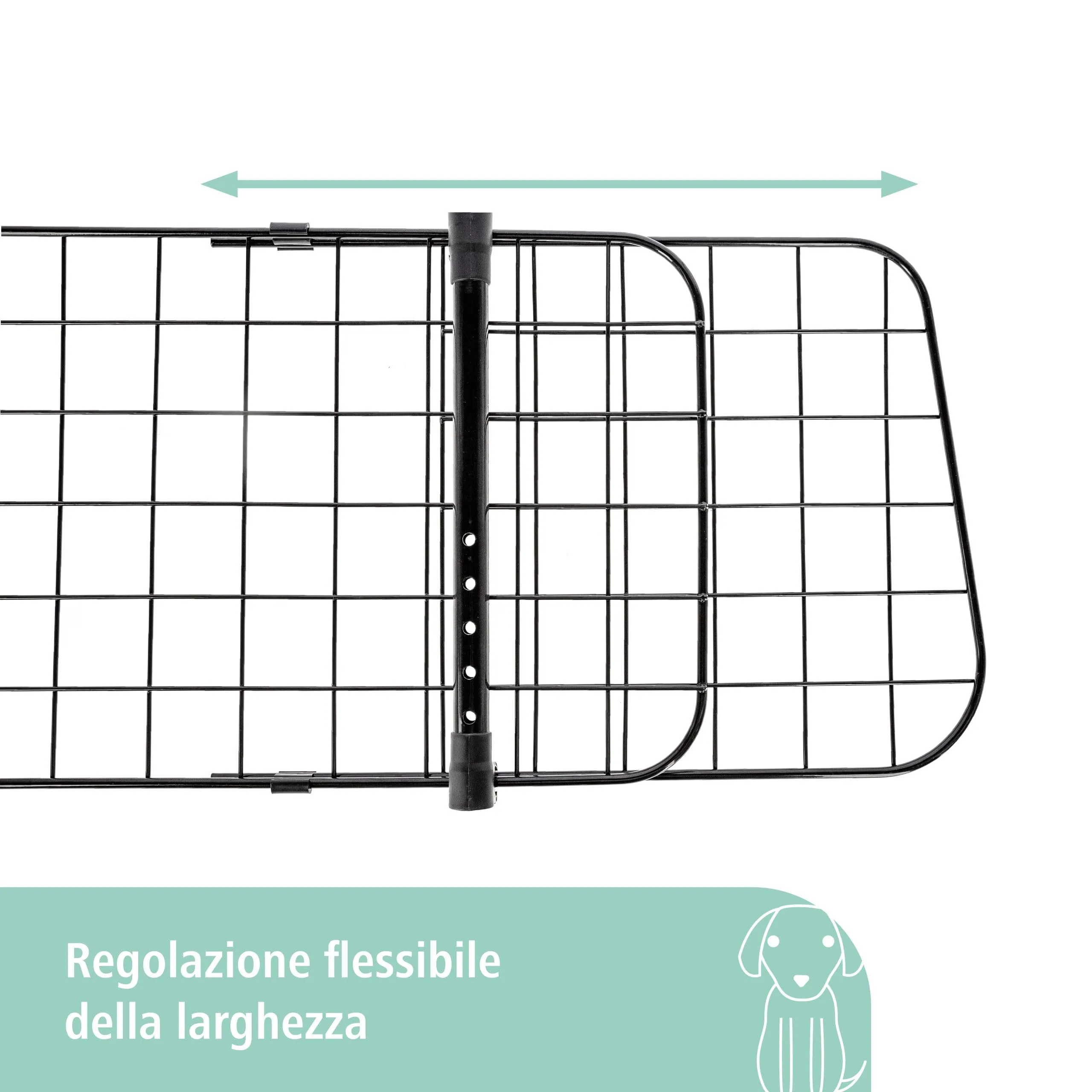 Kerbl Pet Cancelletto di Sicurezza per Auto, Divisorio per Bagagliaio in Metallo, Nero, 30 cm, Larghezza Regolabile 96-145 cm - immagine 2