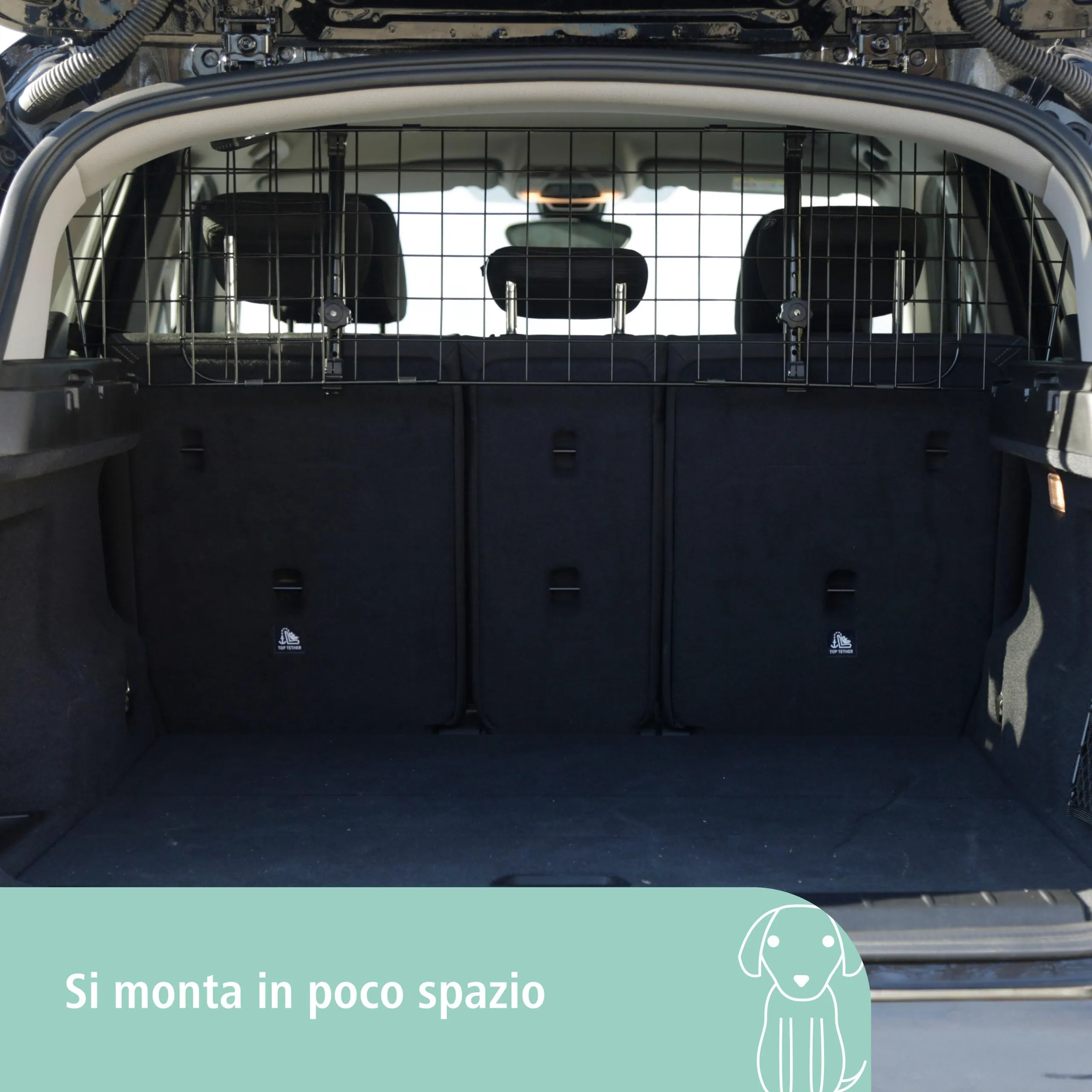 Kerbl Pet Cancelletto di Sicurezza per Auto, Divisorio per Bagagliaio in Metallo, Nero, 30 cm, Larghezza Regolabile 96-145 cm - immagine 3