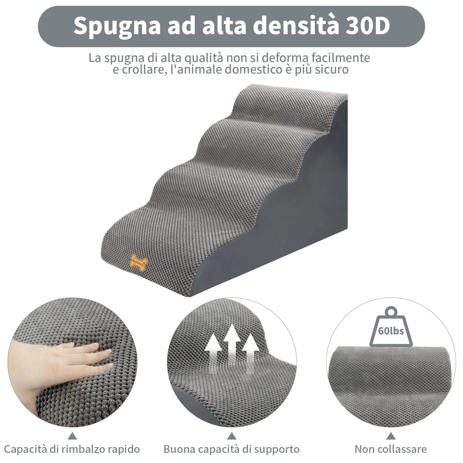 Nepfaivy Scala per Cani di Piccola Taglia e Gatti, 4 Gradini con Coperchio Rimovibile, 75x50x40cm - immagine 2