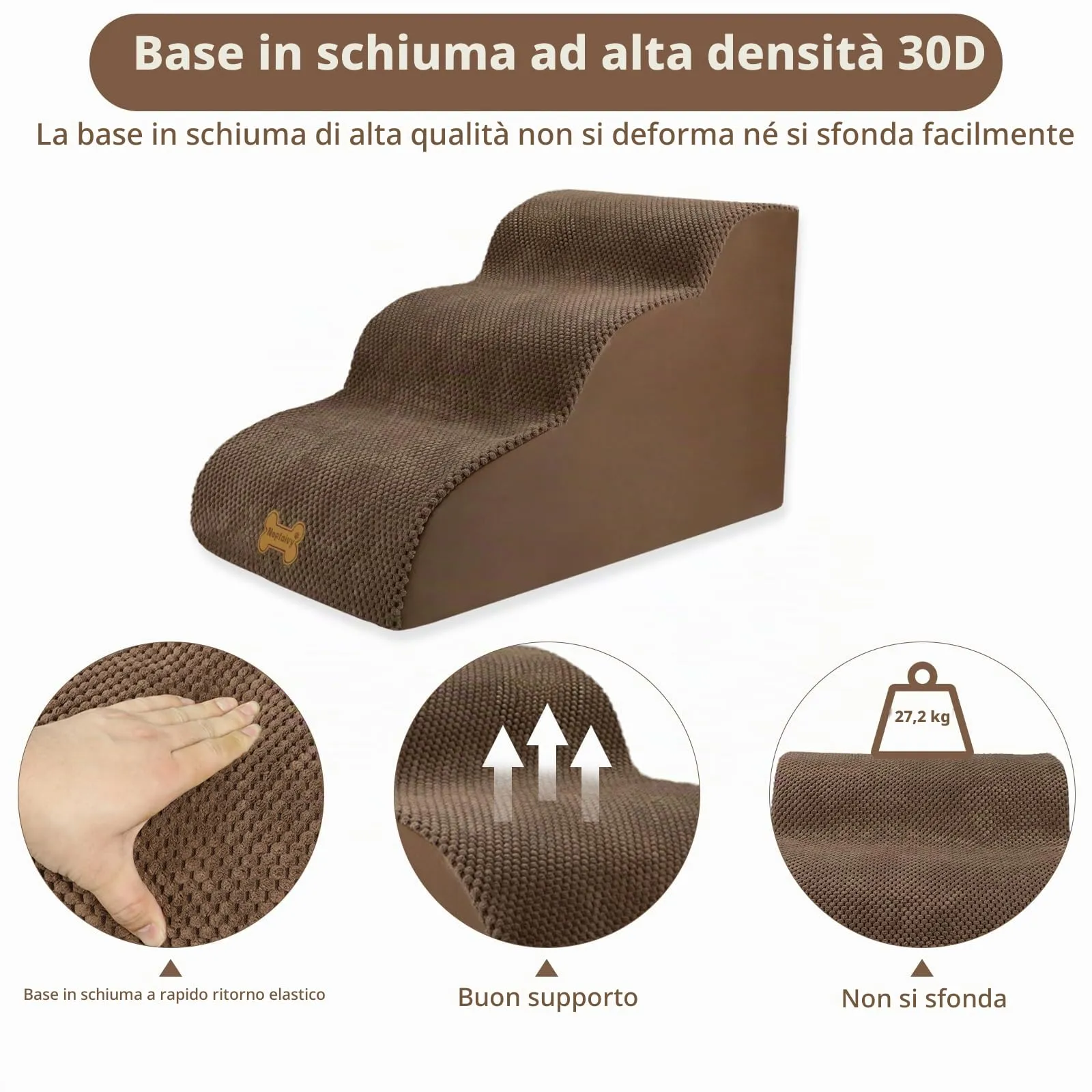 Nepfaivy Scala per Cani e Gatti, 3 Passi, con Coperchio Rimovibile, 60x40x40cm - immagine 3
