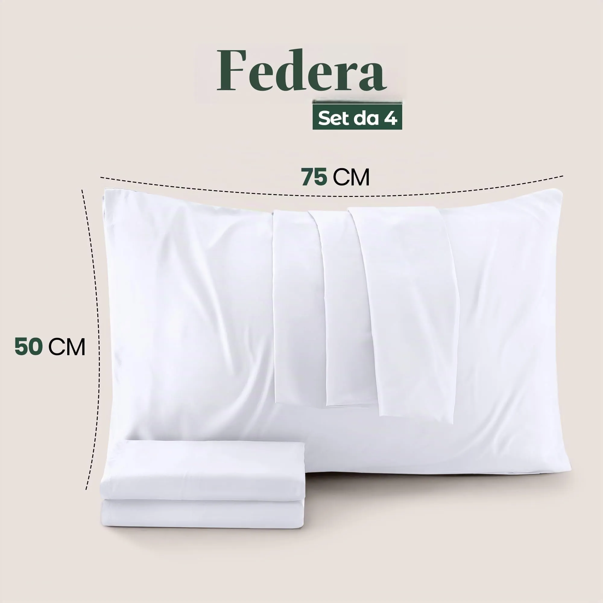 Utopia Bedding Set di 4 Copricuscino, 50 x 75 cm, Bianco - immagine 2