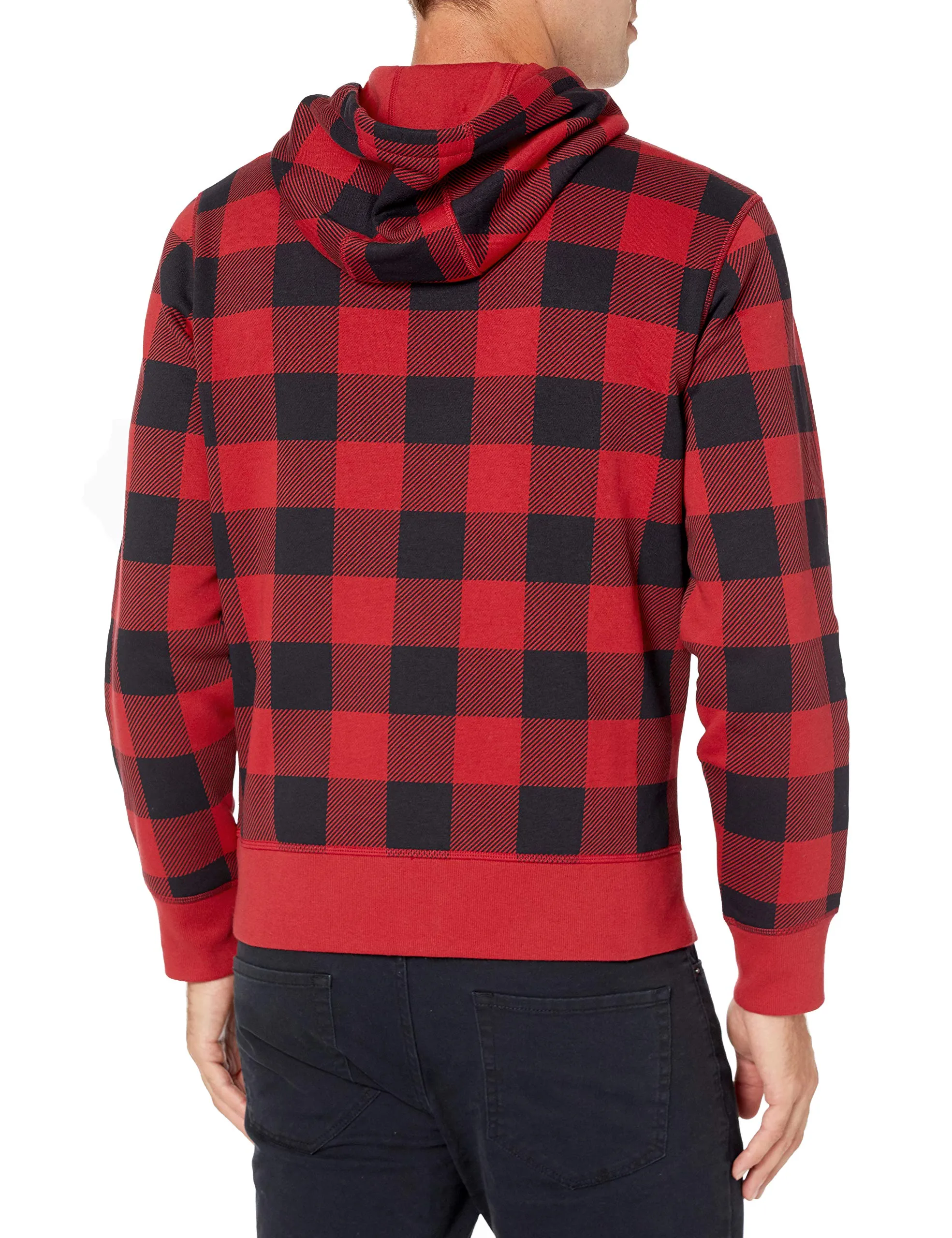Amazon Essentials Felpa con Cappuccio in Pile con Zip Intera Uomo, Nero Rosso Buffalo Plaid, XS - immagine 4