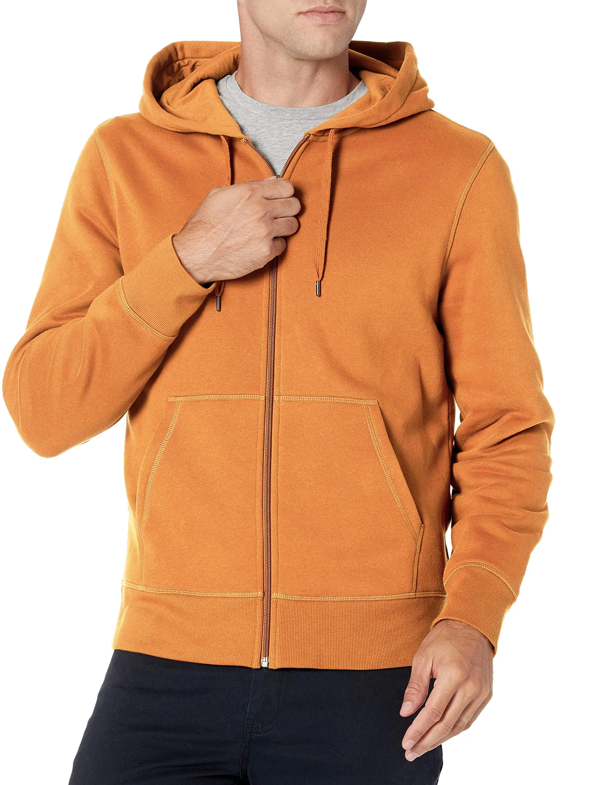 Amazon Essentials Felpa con Cappuccio in Pile con Zip Intera Uomo, Noce Moscata, S - immagine 1