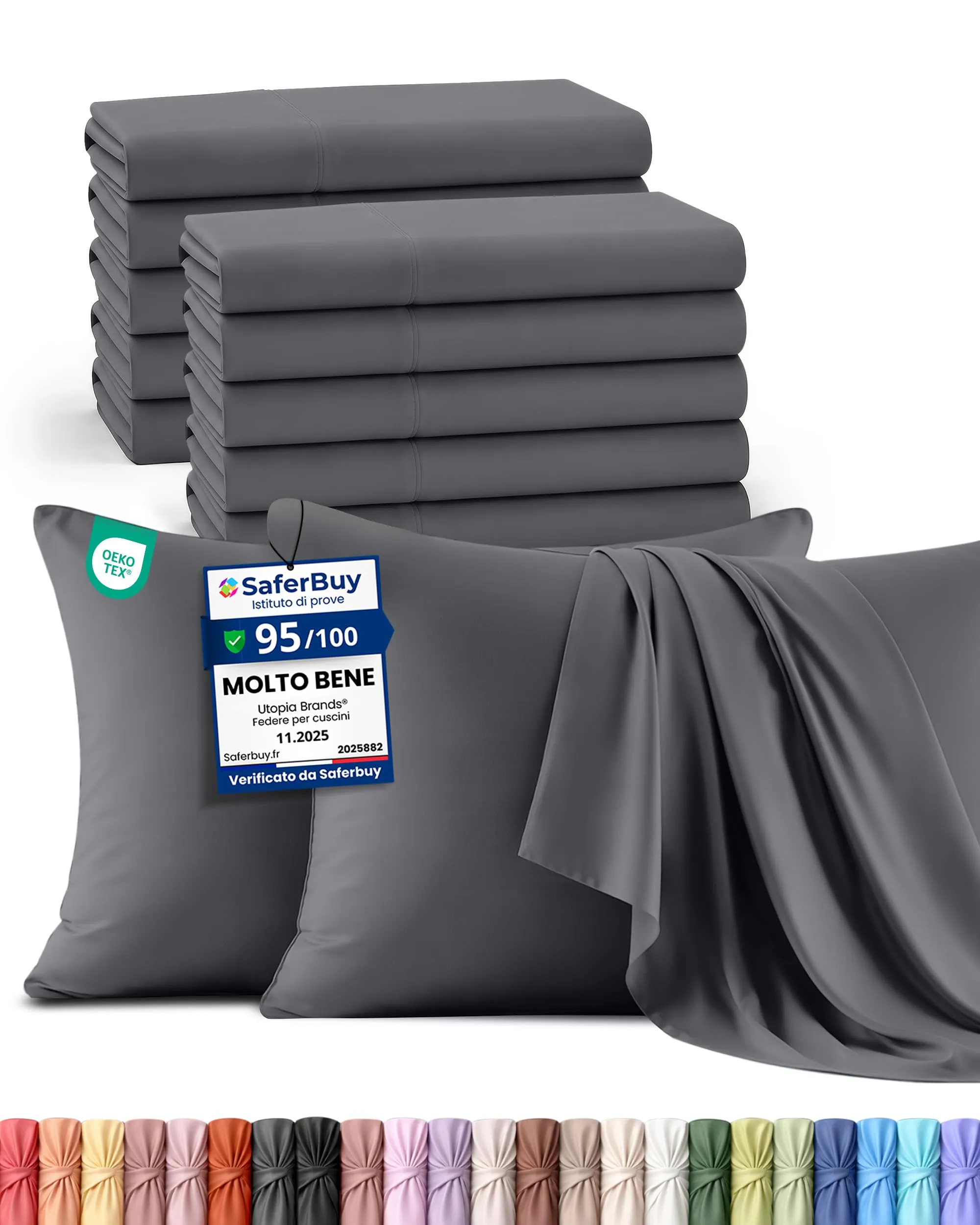 Utopia Bedding Set di 12 Copricuscino, 50 x 75 cm, Grigio - immagine 1