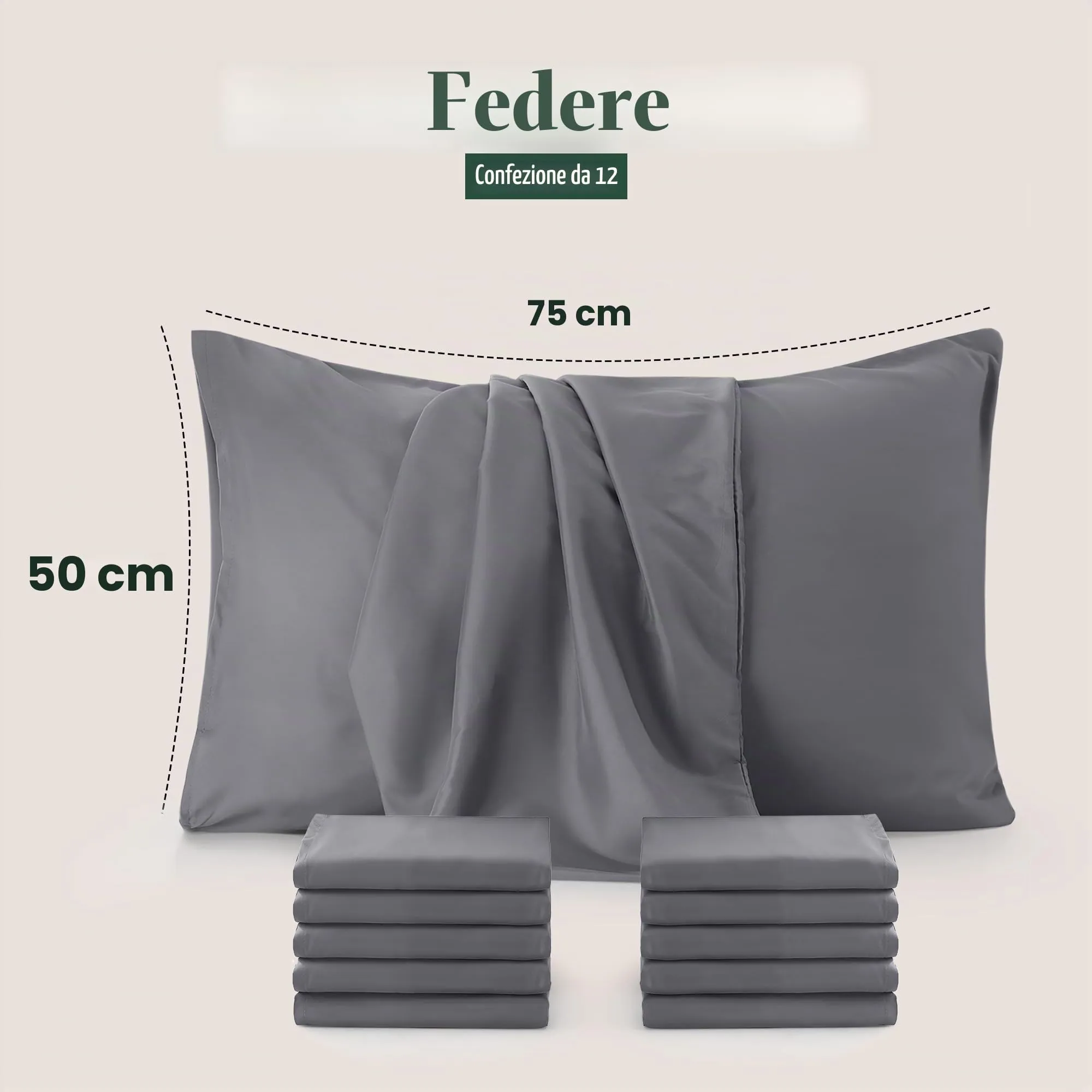 Utopia Bedding Set di 12 Copricuscino, 50 x 75 cm, Grigio - immagine 3