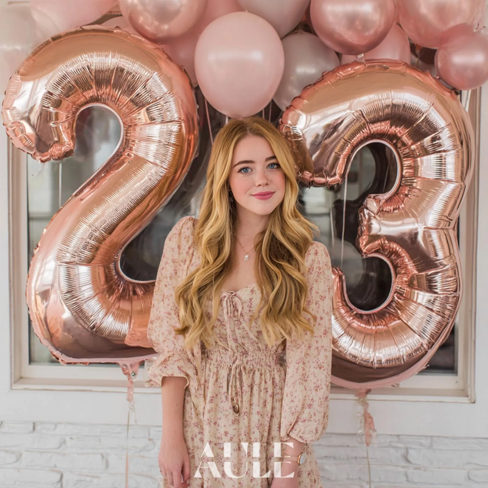 AULE Palloncino Numero 23 Rosa Gold, 101 cm, Mylar Foil - immagine 2