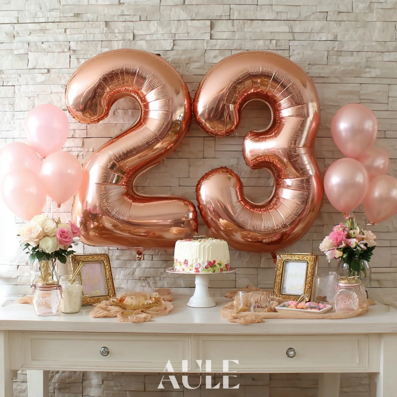 AULE Palloncino Numero 23 Rosa Gold, 101 cm, Mylar Foil - immagine 3