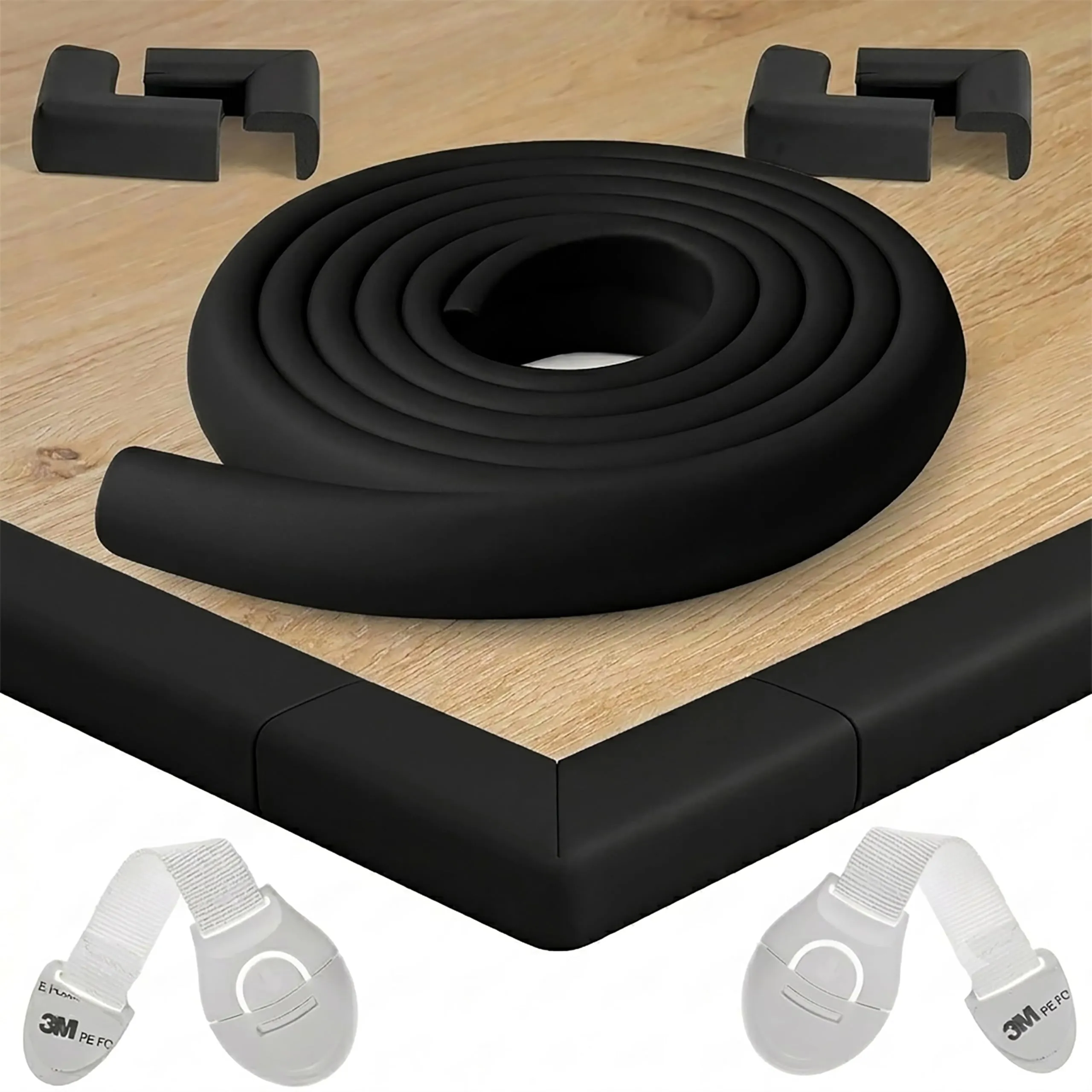 Happy Chlea Paraspigoli per Bambini, Kit Sicurezza Casa con 2 m Parabordi, 4 Angolari e 2 Blocca Cassetti - immagine 1