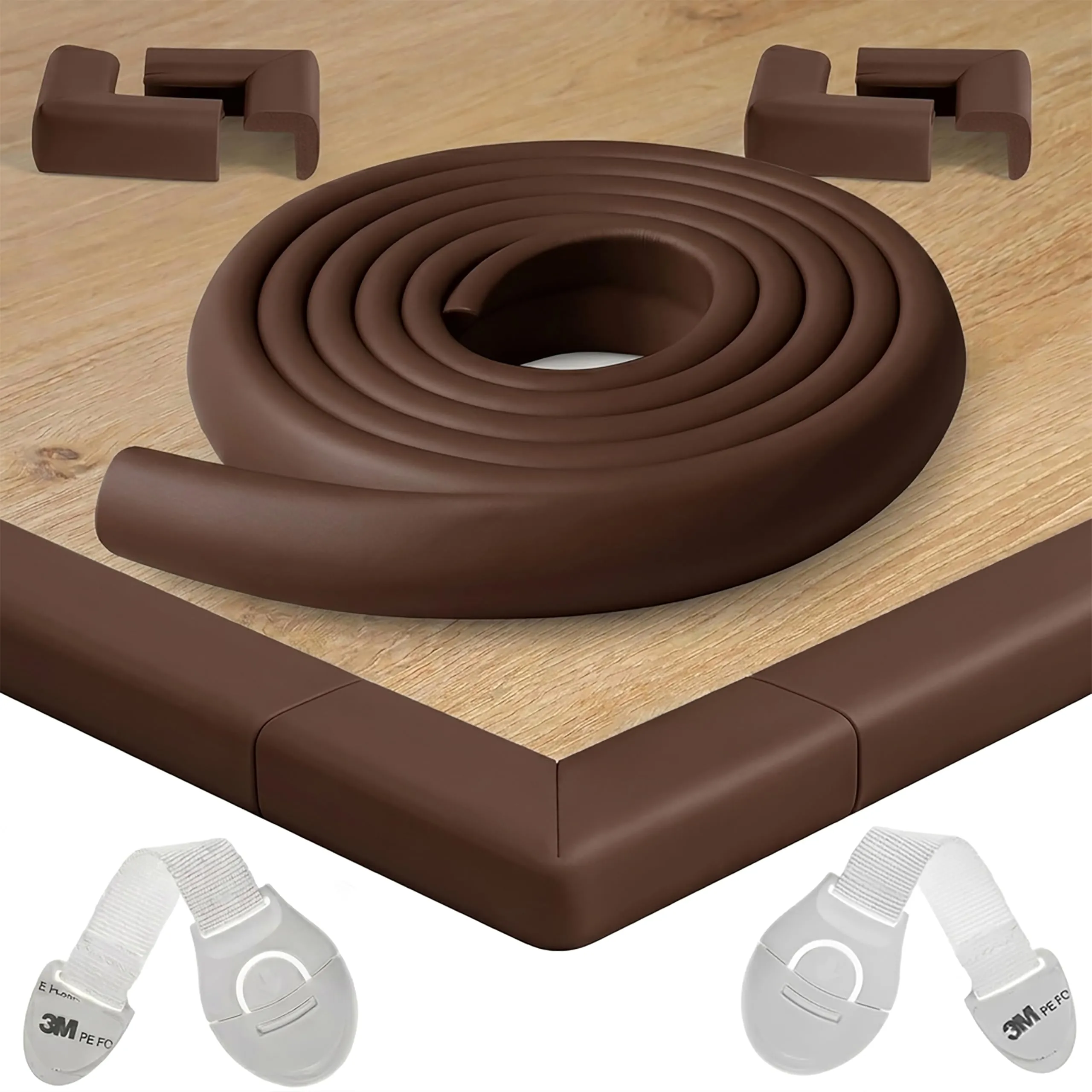 Happy Chlea Kit Sicurezza Casa per Bambini - 2 m Parabordi, 4 Angolari in Gomma con Schiuma Attiva e 2 Blocca Cassetti - immagine 1