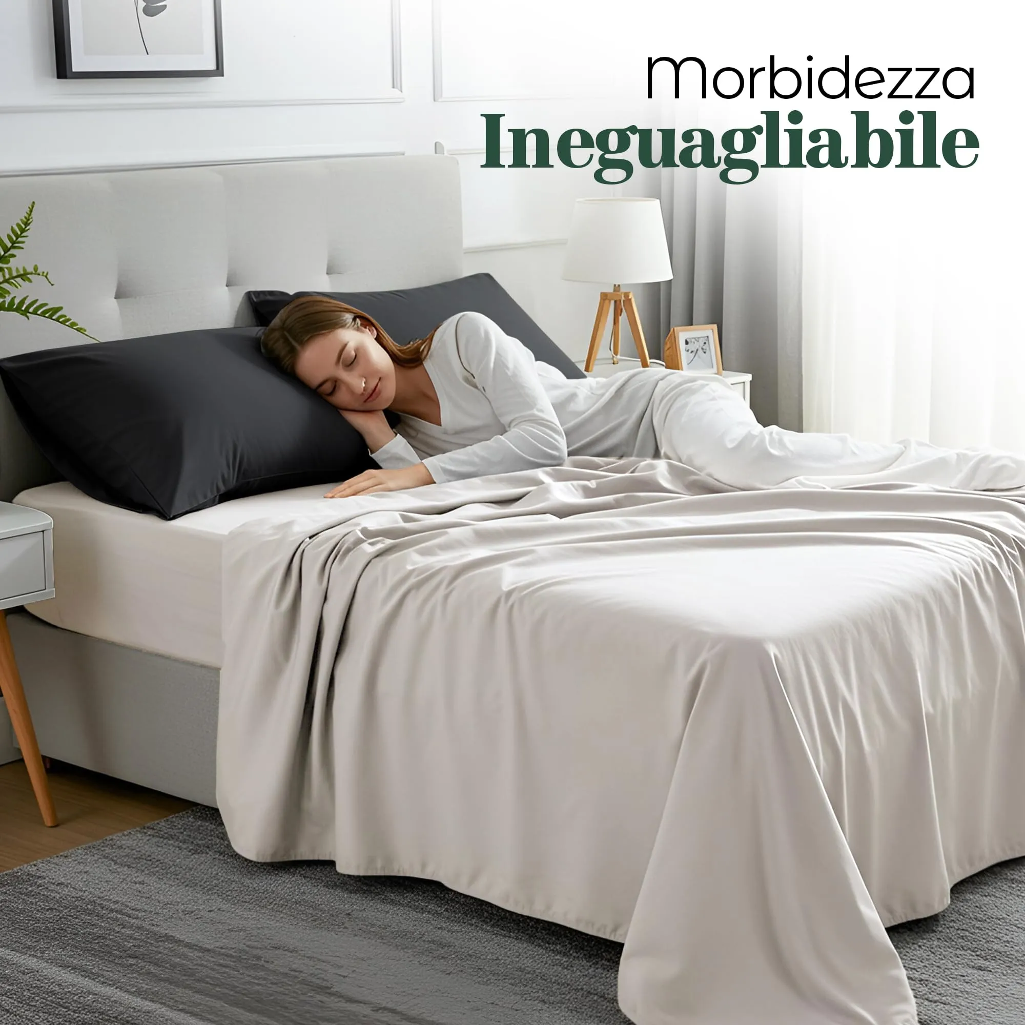 Utopia Bedding Set di 4 Copricuscino, 50 x 75 cm, Nero - immagine 6