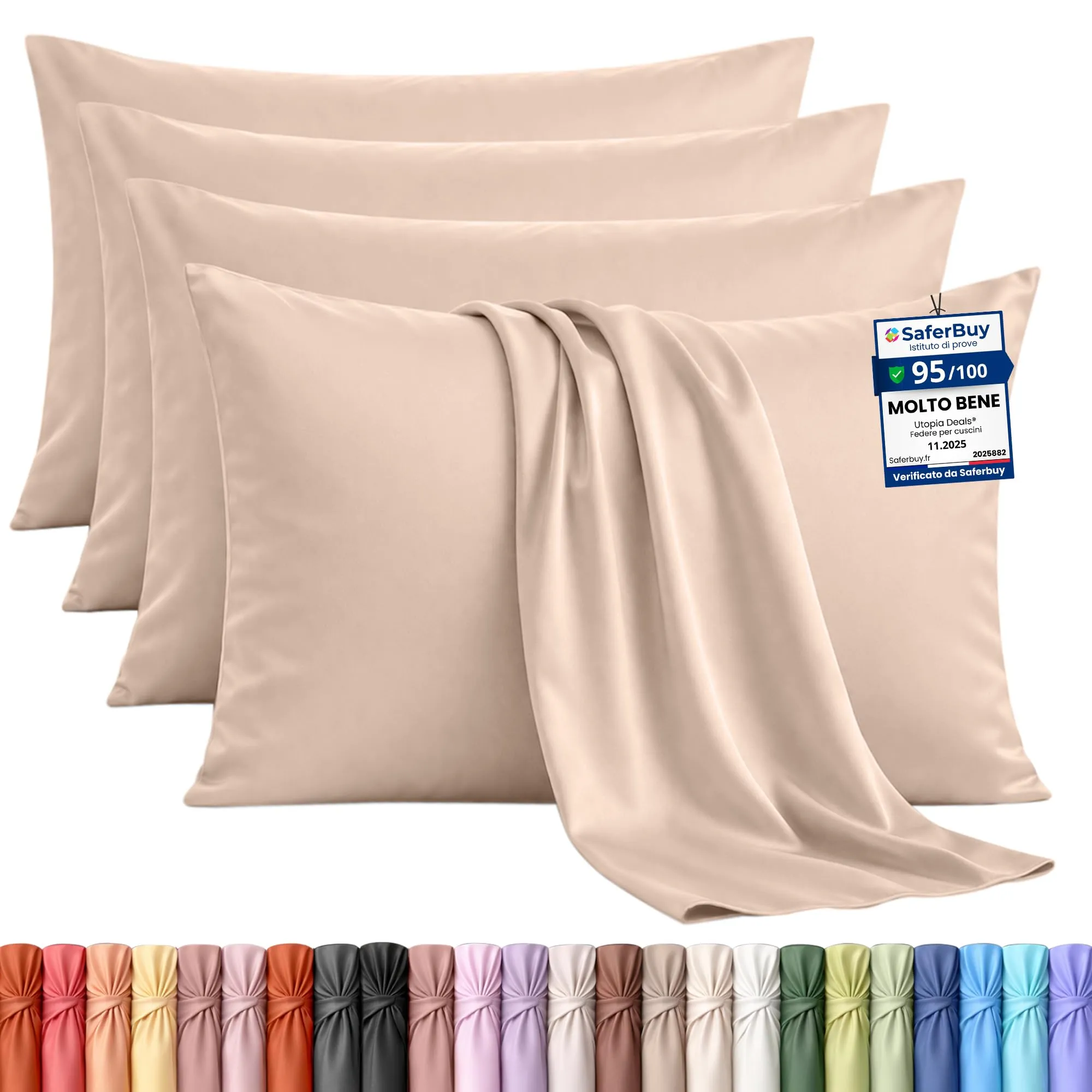 Utopia Bedding Set di 4 Copricuscino, 50 x 75 cm, Beige - immagine 1
