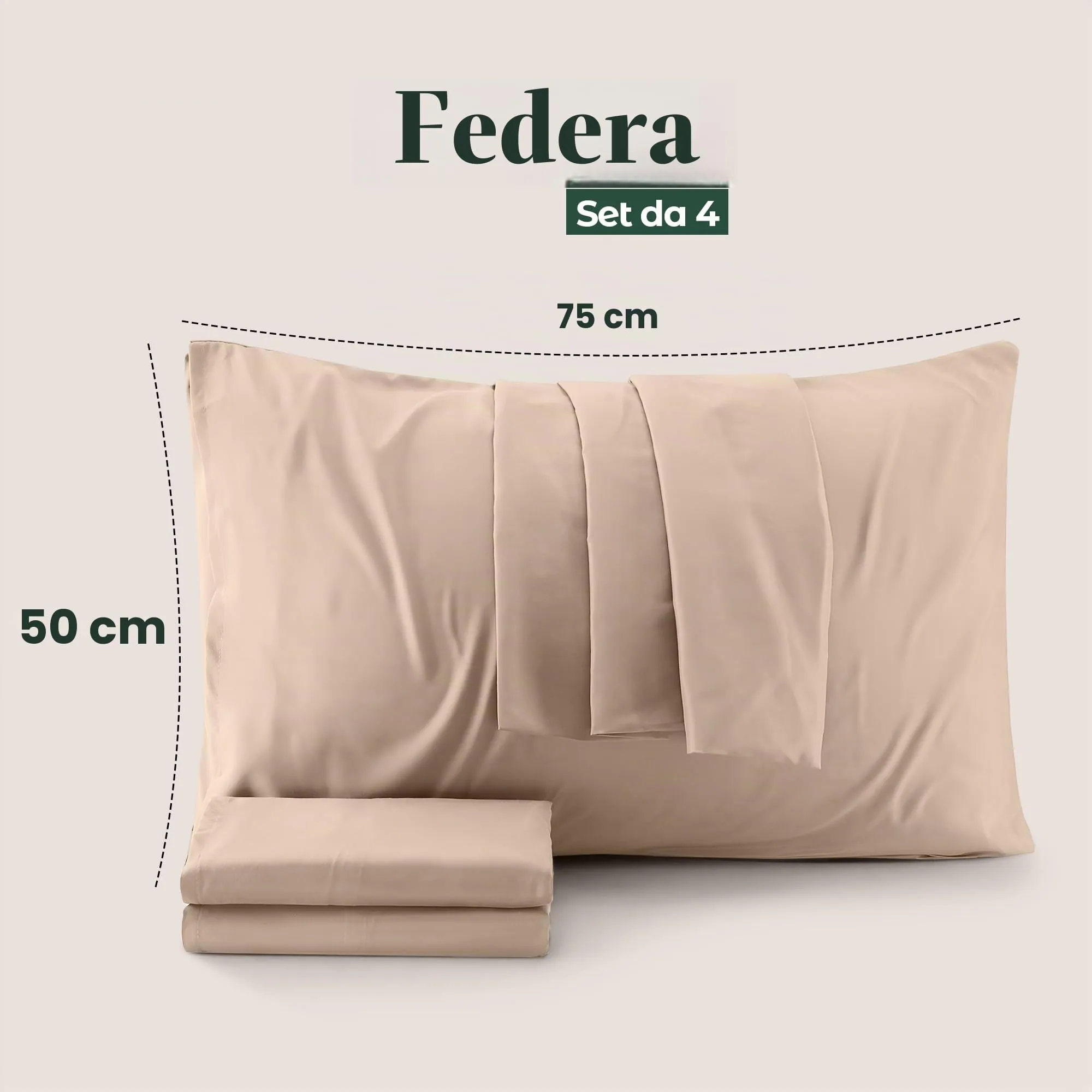 Utopia Bedding Set di 4 Copricuscino, 50 x 75 cm, Beige - immagine 2
