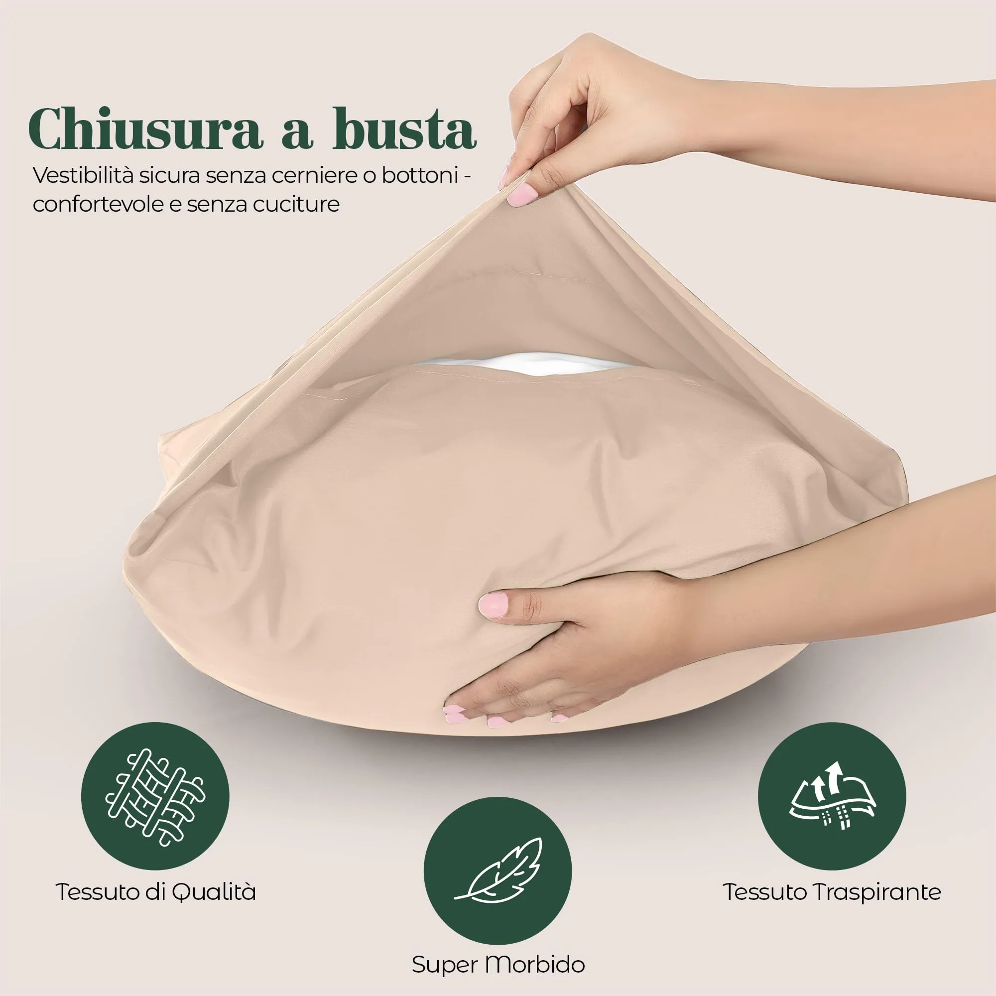 Utopia Bedding Set di 4 Copricuscino, 50 x 75 cm, Beige - immagine 3