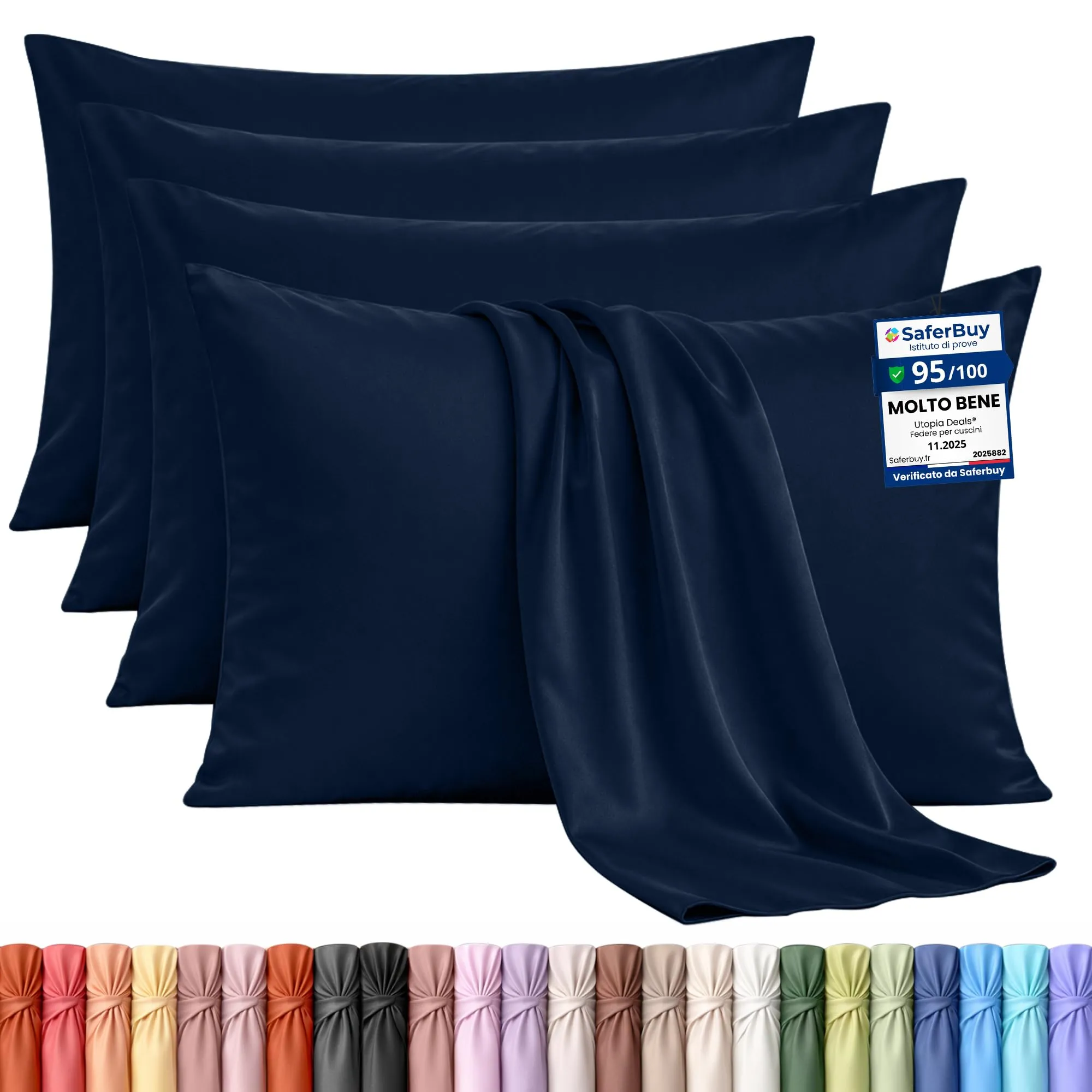 Utopia Bedding Set di 4 Copricuscino, 50 x 75 cm, Blu Navy - immagine 1