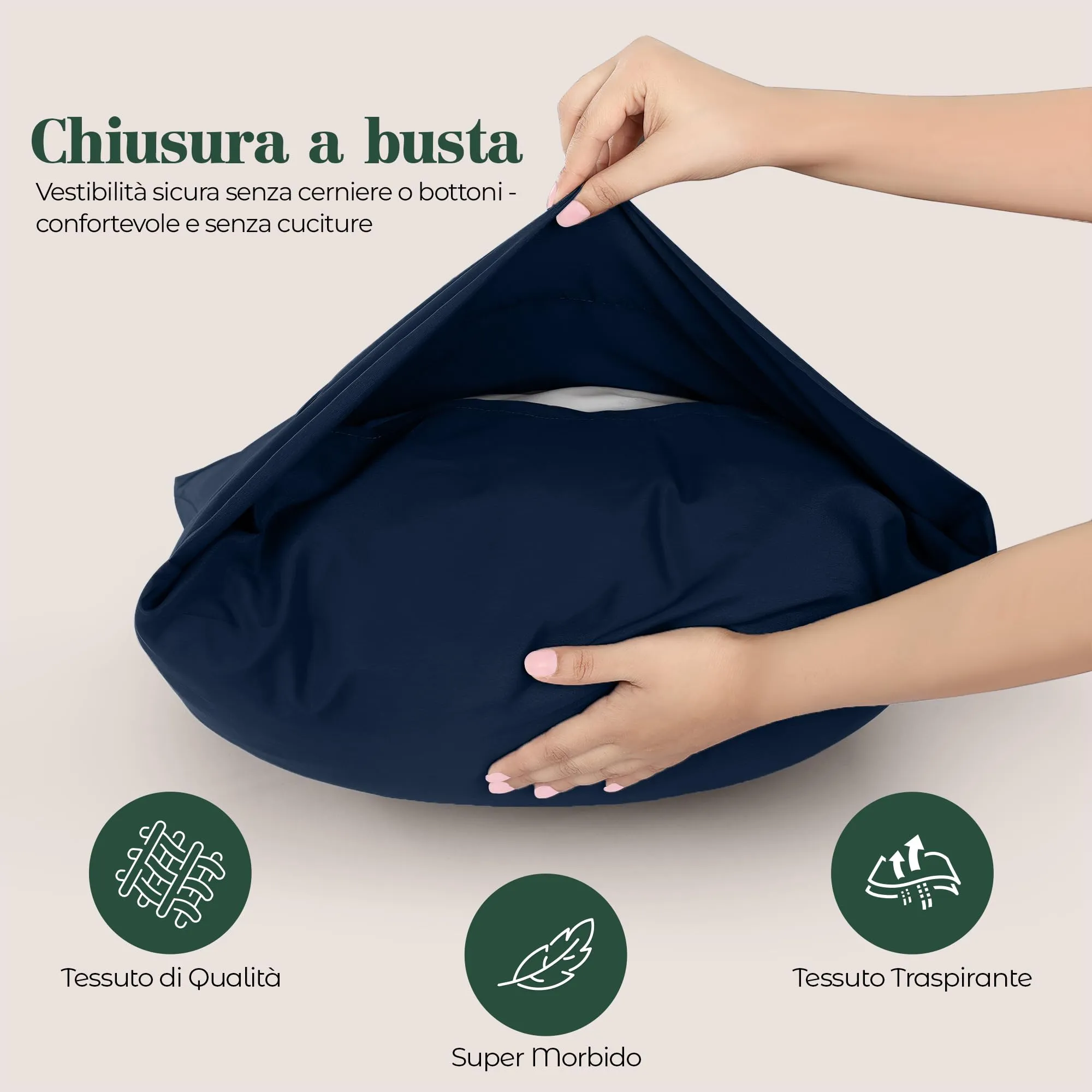 Utopia Bedding Set di 4 Copricuscino, 50 x 75 cm, Blu Navy - immagine 3
