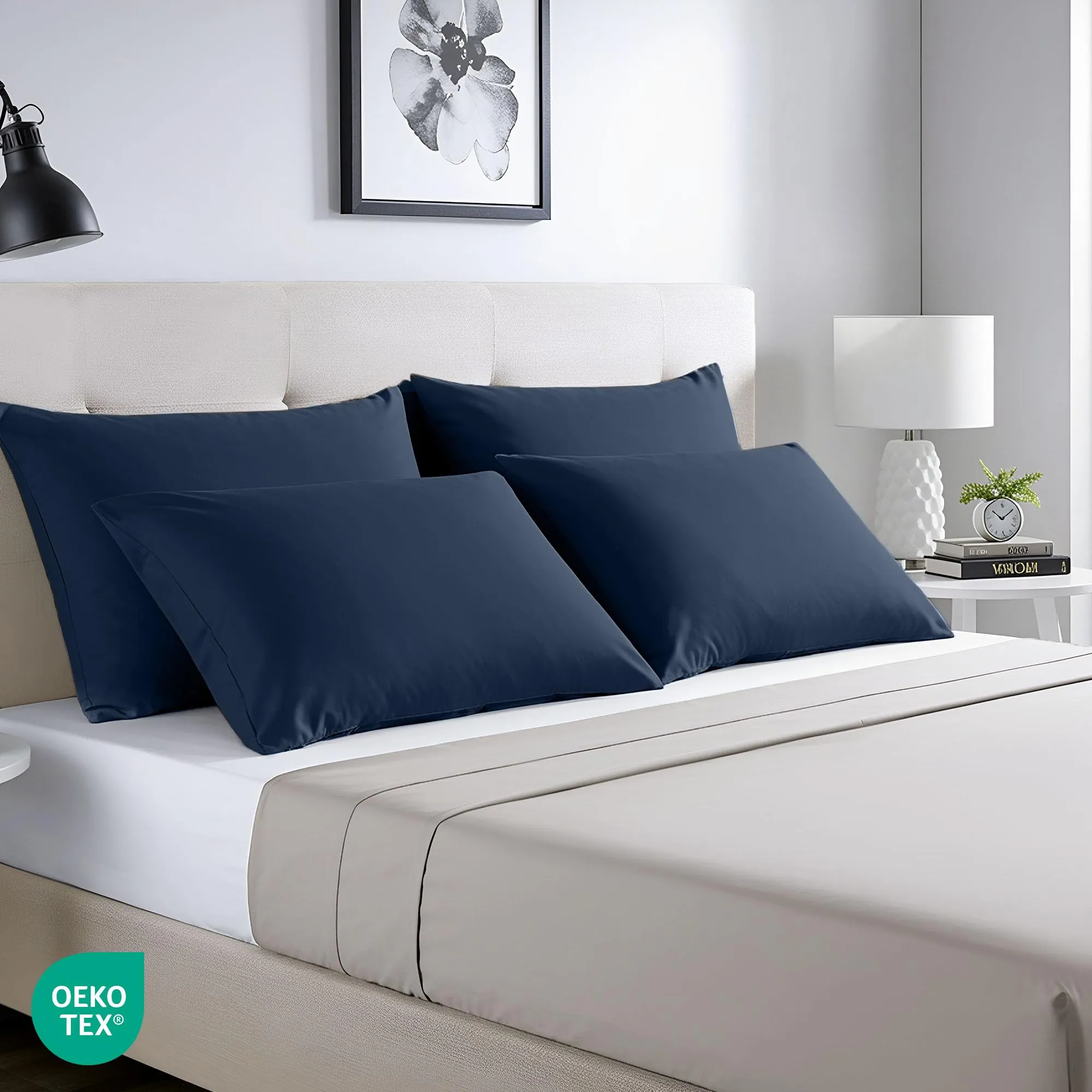 Utopia Bedding Set di 4 Copricuscino, 50 x 75 cm, Blu Navy - immagine 4