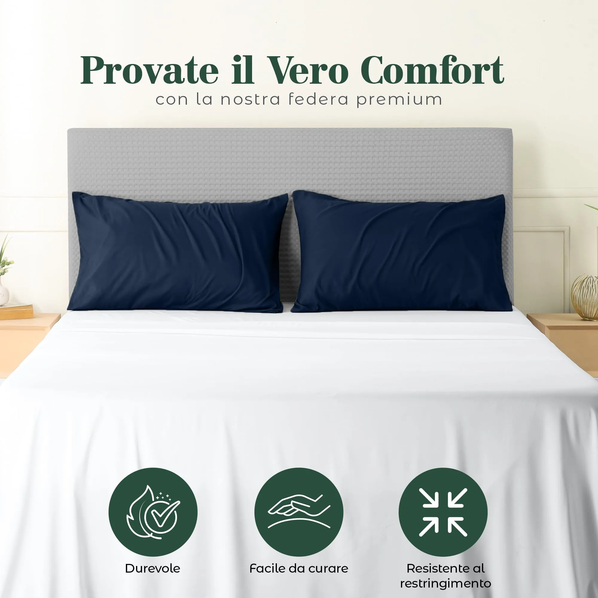 Utopia Bedding Set di 4 Copricuscino, 50 x 75 cm, Blu Navy - immagine 5