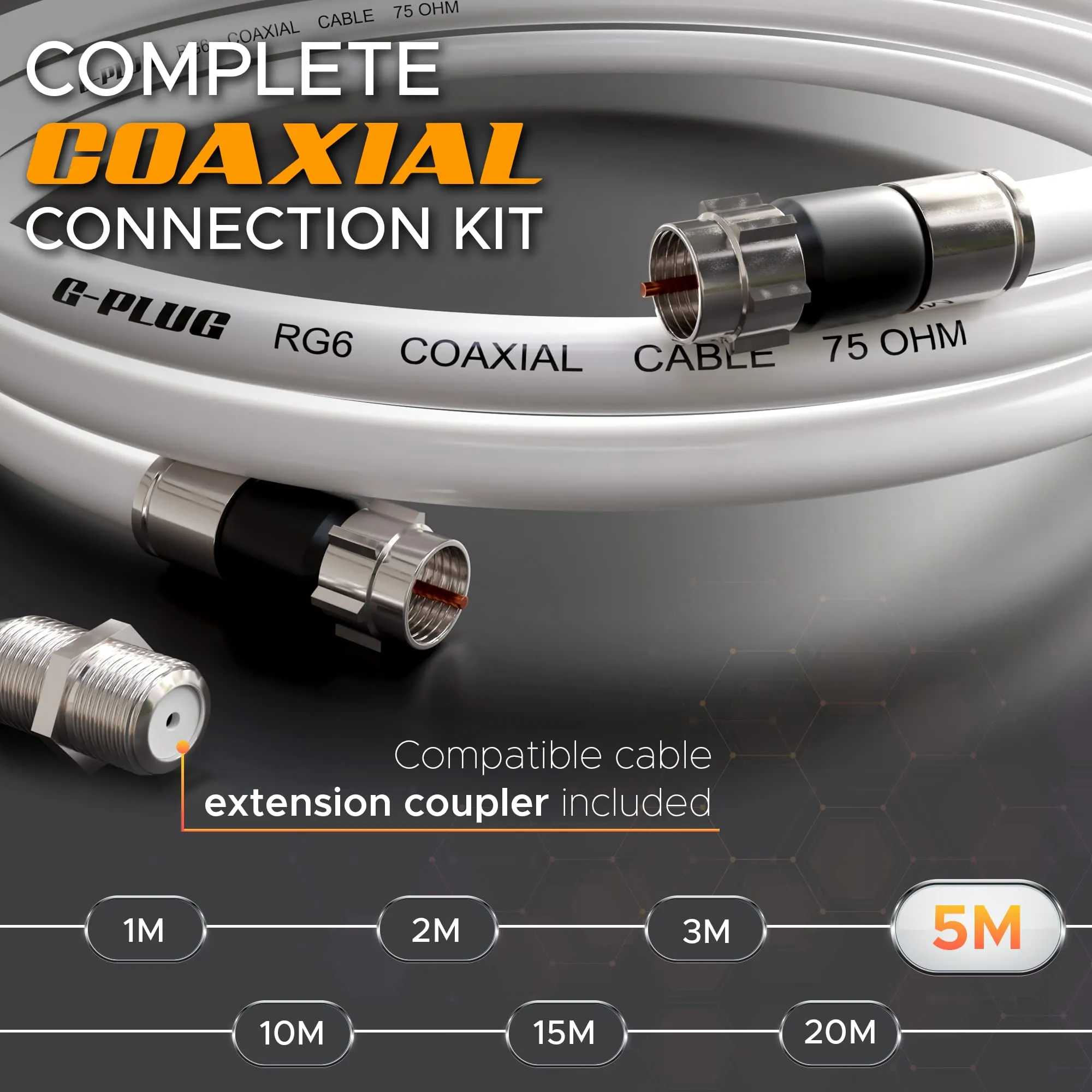 G-PLUG Cavo Coassiale RG6 5m con Connettori F - immagine 2