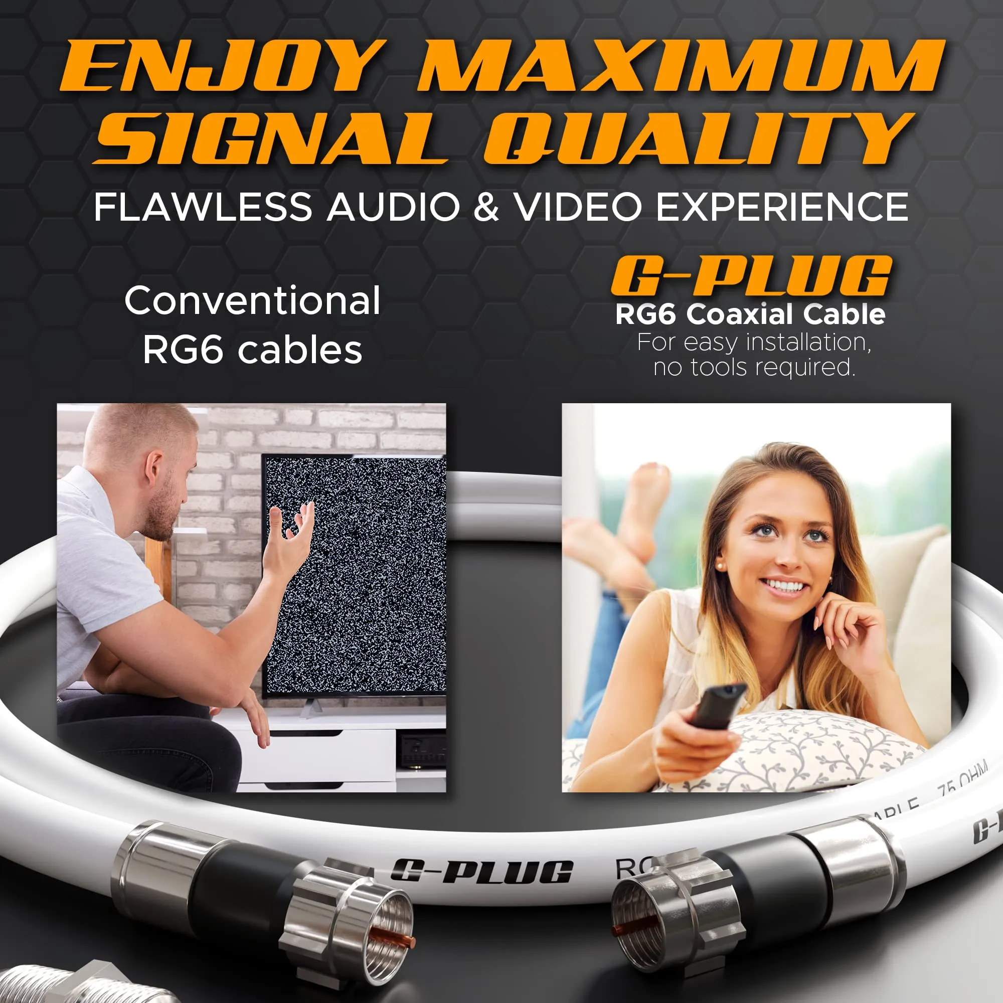 G-PLUG Cavo Coassiale RG6 5m con Connettori F - immagine 5